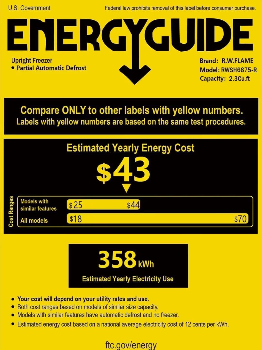 Mini Freezer 1.2 Cu.ft by R.W.FLAME, Upright Compact Freezer with Removable Shelf and Adjustable Temperature Control, Single Door Freestanding Freezer, Small Freezer for Home/Office/Apartment (White)