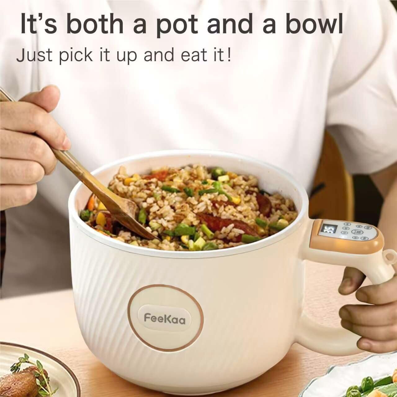 Mini Rice Cooker 2 Cup, Feekaa Rice Cooker Small 1.2L, Small Removable Electric Rice Cooker for 1-2 people, 6 Modes Rice Cooker for White Rice, Brown Rice, Stew, Ramen, Porridge, Hot Pot