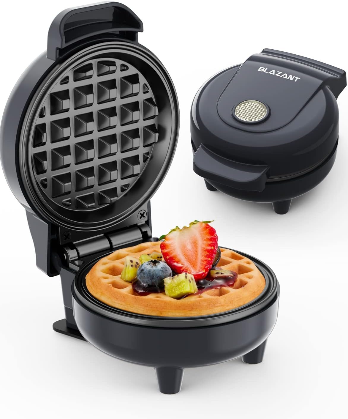 Mini Waffle Maker, Small Waffles Iron Keto Chaffles Single Compact Design Nonstick, Breakfast, Snacks, Hash Browns, 4 Inch Mint 550W BLAZANT