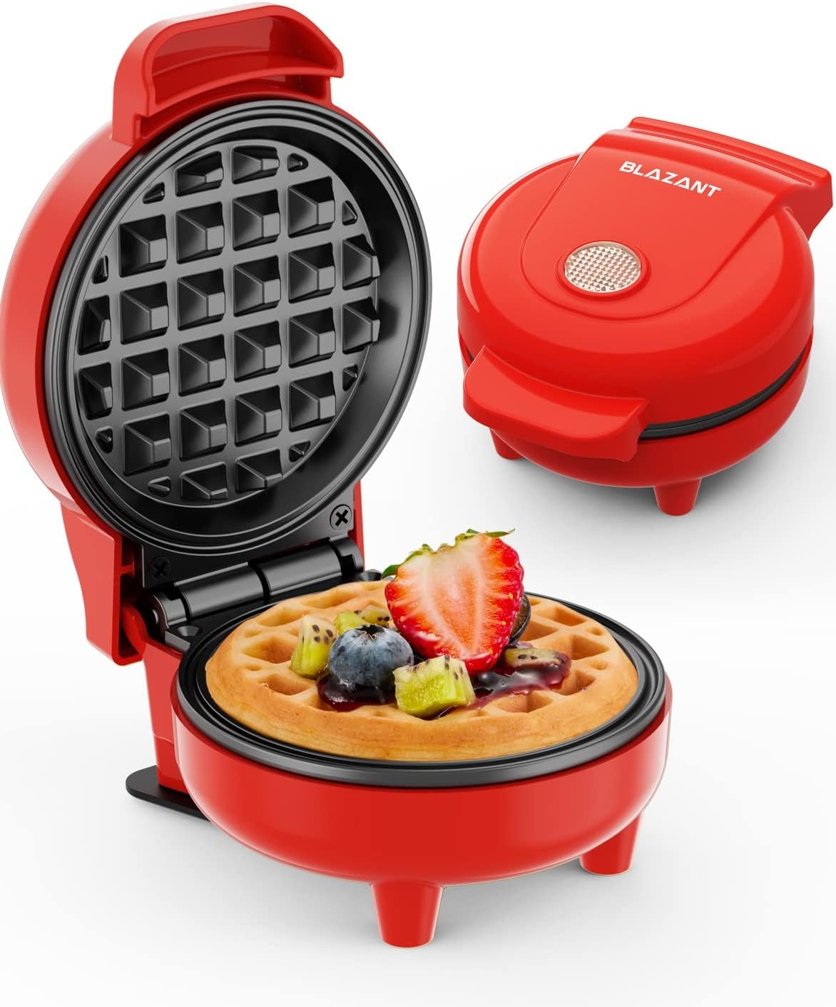 Mini Waffle Maker, Small Waffles Iron Keto Chaffles Single Compact Design Nonstick, Breakfast, Snacks, Hash Browns, 4 Inch Mint 550W BLAZANT