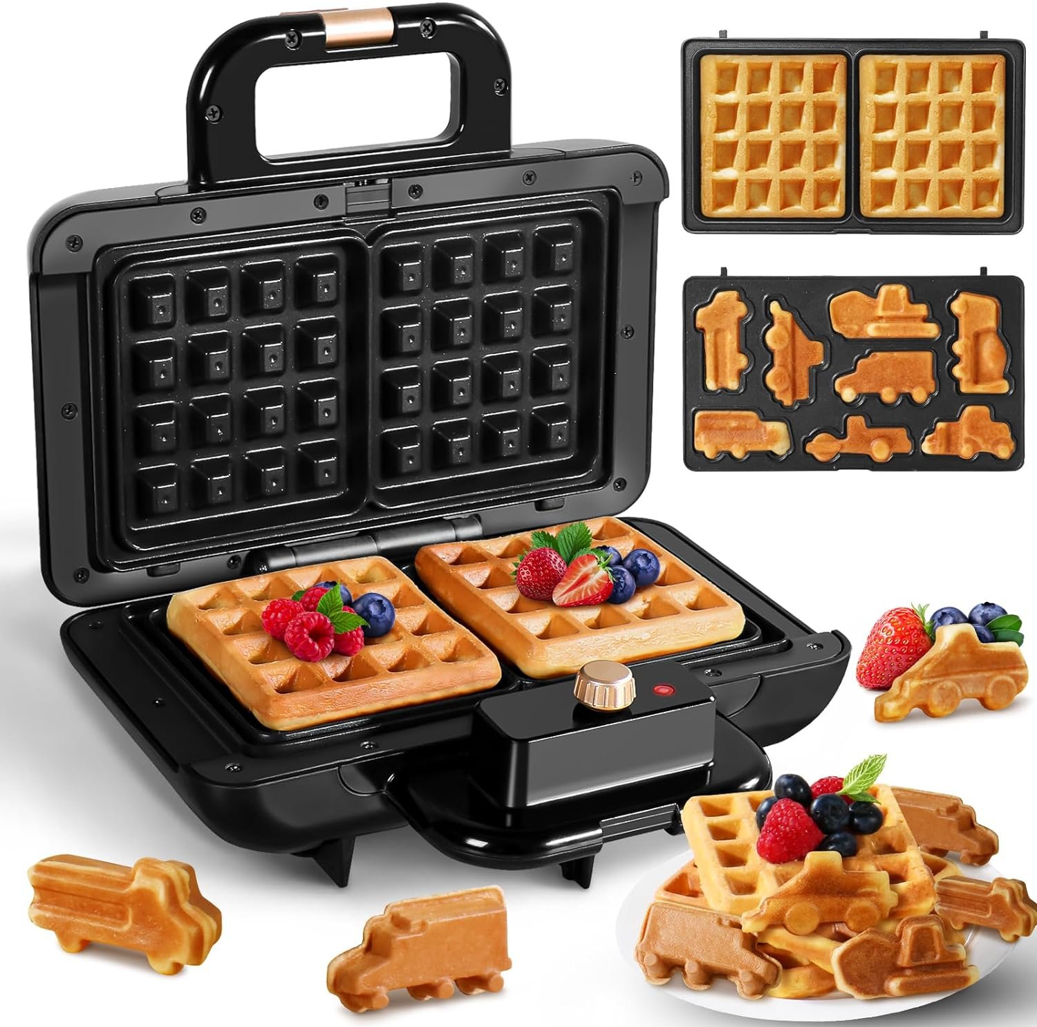 Mini Waffle Maker with Removable Plates, 2 in 1 Cars and Trucks Waffle Maker for Kids Make 8 Fun Different Car Waffle in Minutes Waffle Irons Non-stick Pancakes Maker Machine Unique Gifts for Family Mini Waffle Maker with Removable Plates, 2 in 1 Cars and Trucks Waffle Maker for Kids Make 8 Fun Different Car Waffle in Minutes Waffle Irons Non-stick Pancakes Maker Machine Unique Gifts for Family