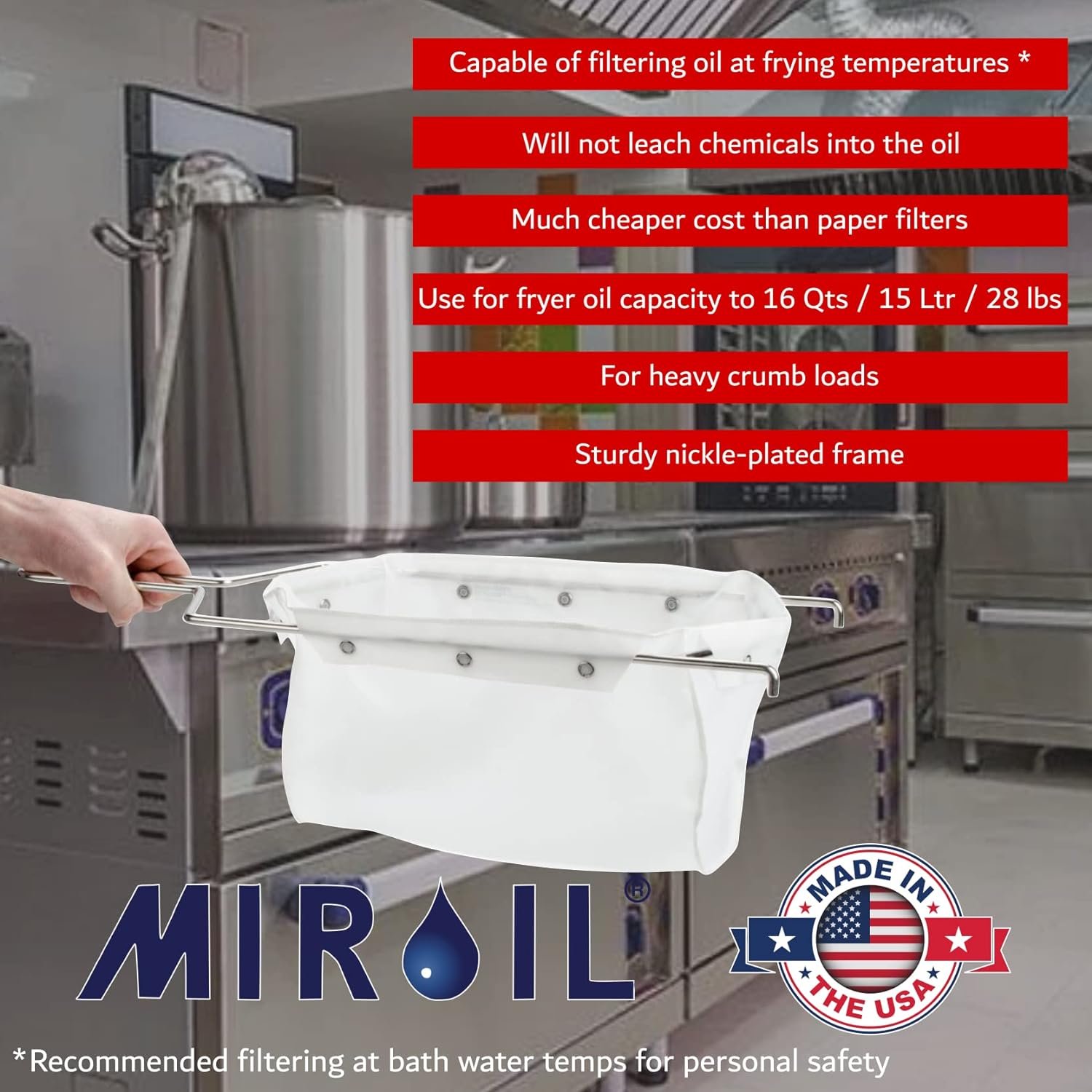 Miroil B6PS Fryer Filter Bag Frame, MirOil EZ Flow Filter Bag Combination, Part 02852, Use to Filter Fry Oil, Suitable for 70 lb Polishing Oil, Durable, Easy to Clean with Hot Water Miroil B6PS Fryer Filter Bag Frame, MirOil EZ Flow Filter Bag Combination, Part 02852, Use to Filter Fry Oil, Suitable for 70 lb Polishing Oil, Durable, Easy to Clean with Hot Water