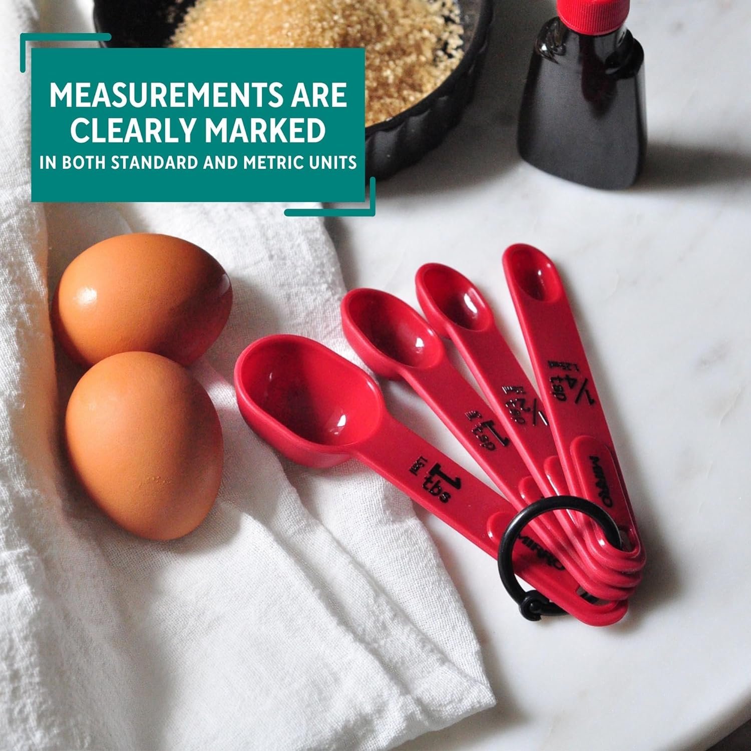 Mirro 4pc Red Measuring Spoons (1/4tsp, 1/2tsp, 1tsp, 1Tbsp) 4 Piece MIR-11317