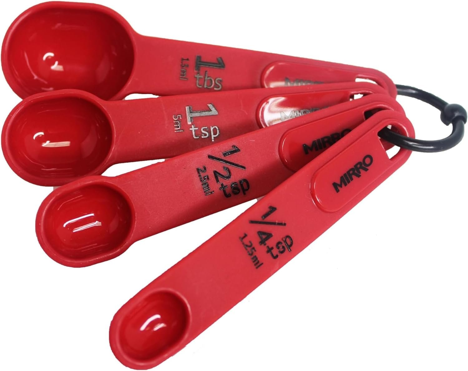 Mirro 4pc Red Measuring Spoons (1/4tsp, 1/2tsp, 1tsp, 1Tbsp) 4 Piece MIR-11317