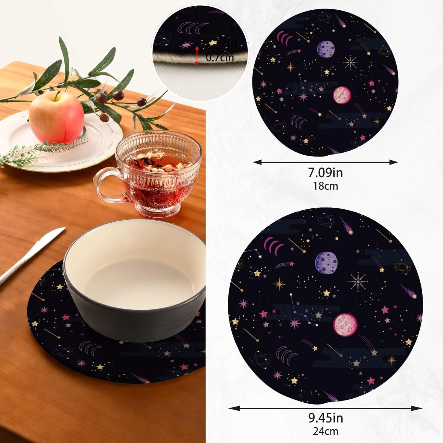 Moderne Space Galaxy Star Hot Plate Trivet Heat Resistant Utensil Holder 2Pcs Gadgets Kitchen Mat Set for Home Doco Bowl Moderne Space Galaxy Star Hot Plate Trivet Heat Resistant Utensil Holder 2Pcs Gadgets Kitchen Mat Set for Home Doco Bowl