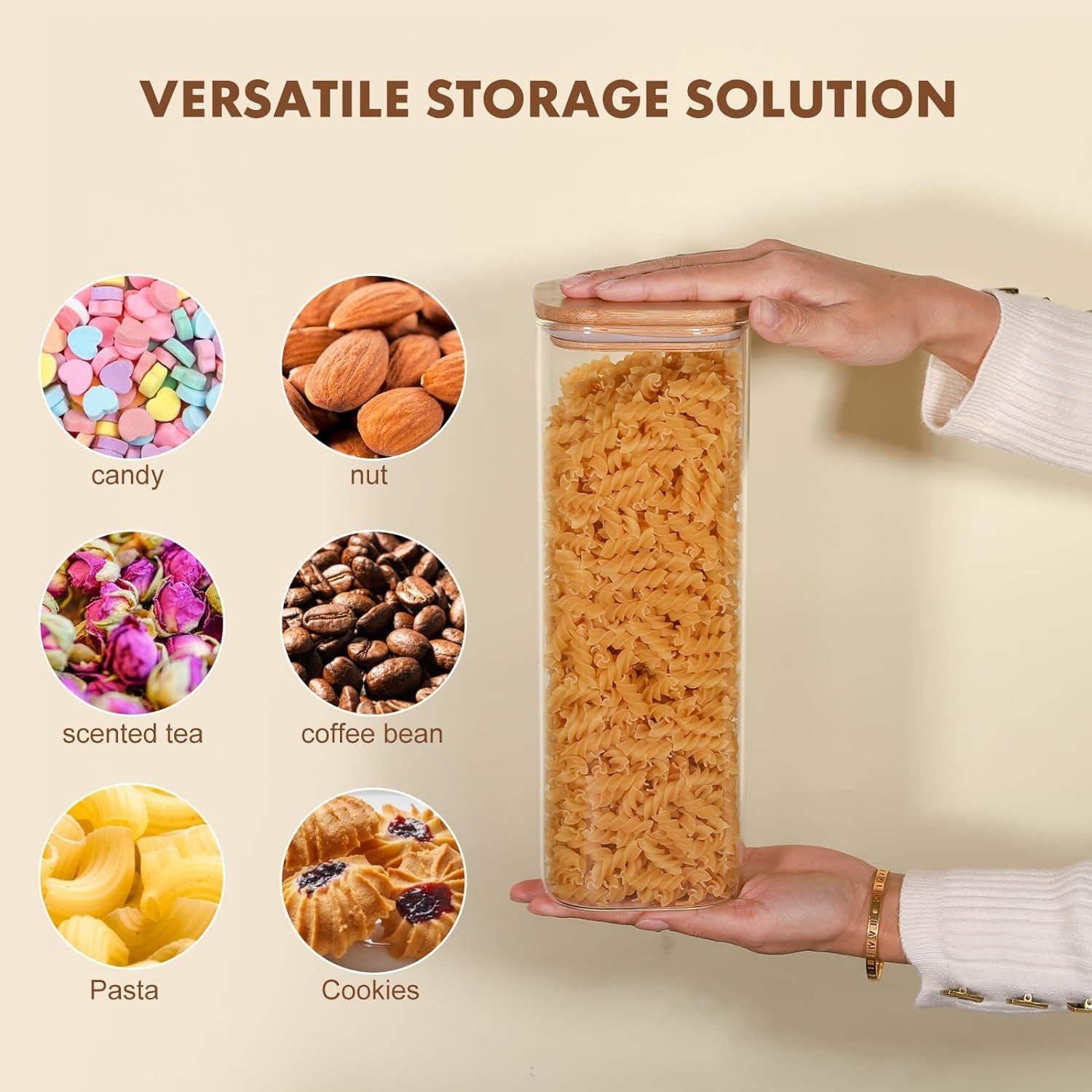 Mrany Glass Storage Containers with Lids Set Of 5, Clear Food Jars Fits for Pantry, Coffee Bar, Square Airtight Canisters for Organizer Pasta, Sugar, Cerea, Coffee Bean Mrany Glass Storage Containers with Lids Set Of 5, Clear Food Jars Fits for Pantry, Coffee Bar, Square Airtight Canisters for Organizer Pasta, Sugar, Cerea, Coffee Bean