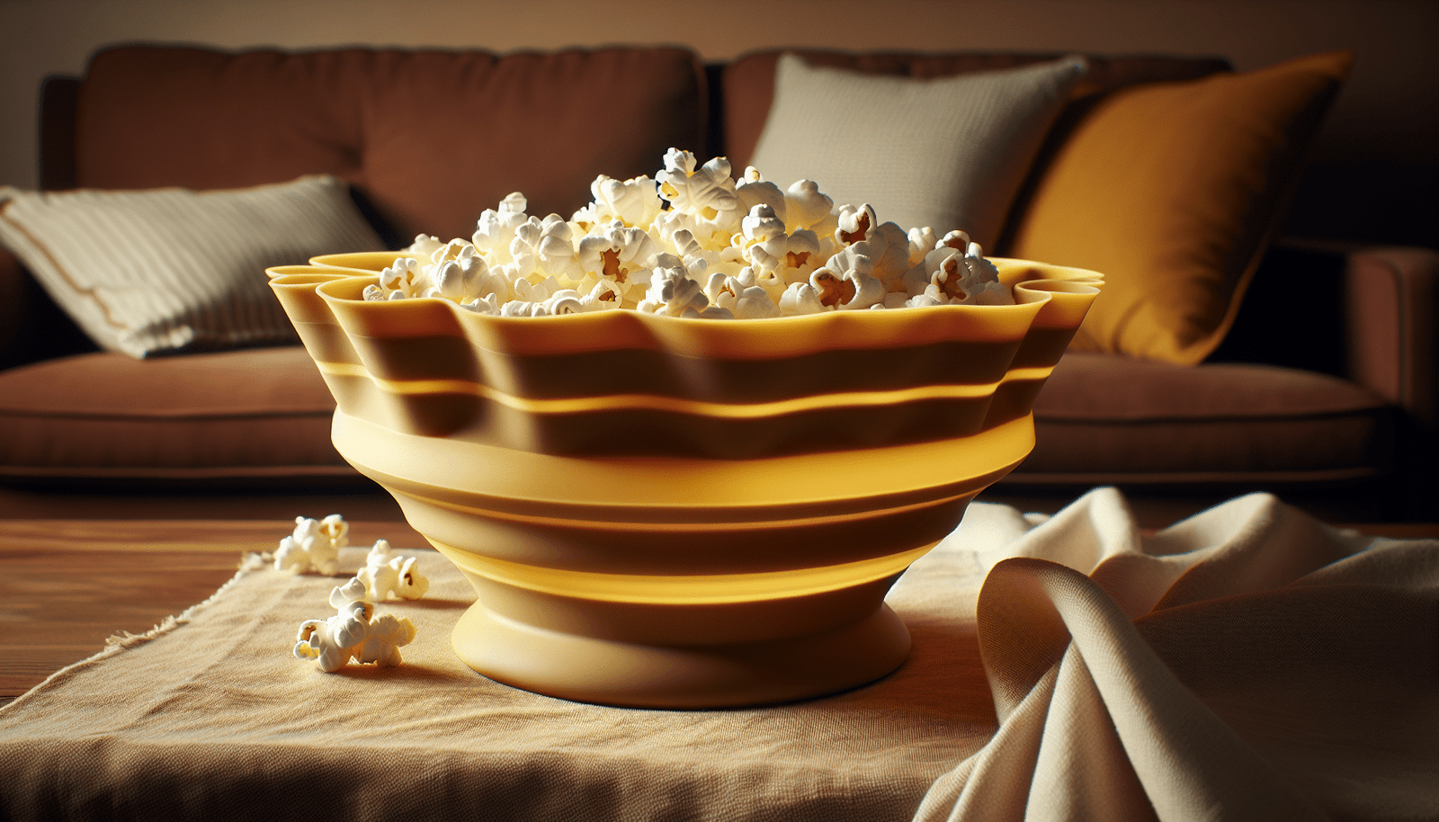 Mud Pie Collapsible Silicone Popcorn, bowl 5 1/2 x 8 3/4 dia | melt 3 1/2 x 2, BLUE