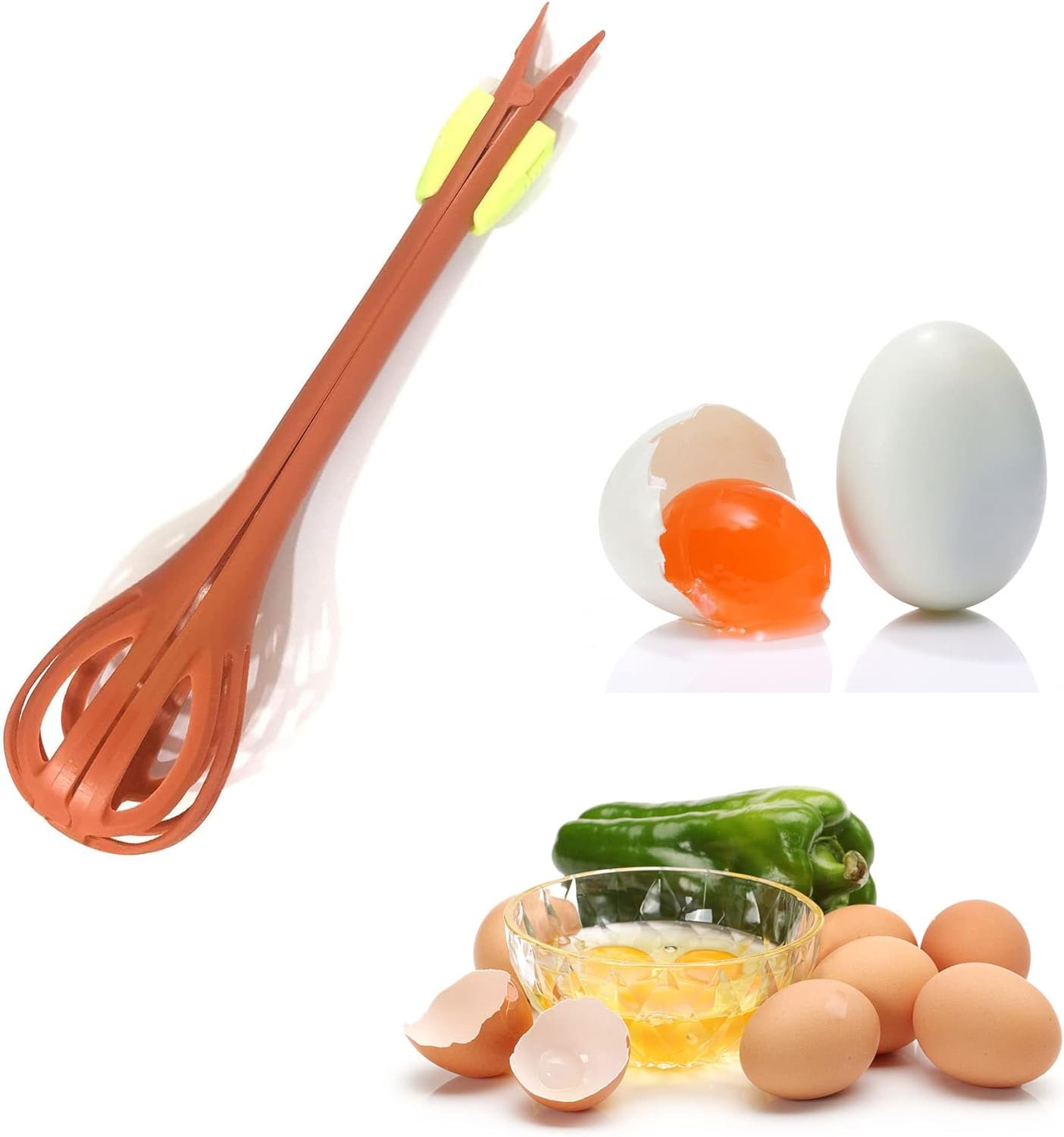 Multifunction Egg Whisks,2 in 1 Food Clip  Egg Whisk Nylon Egg Beater Noodle Clamp Salad Bread Clips Cream Mixer for Cooking BBQ Blending Beating Stirring (Red)
