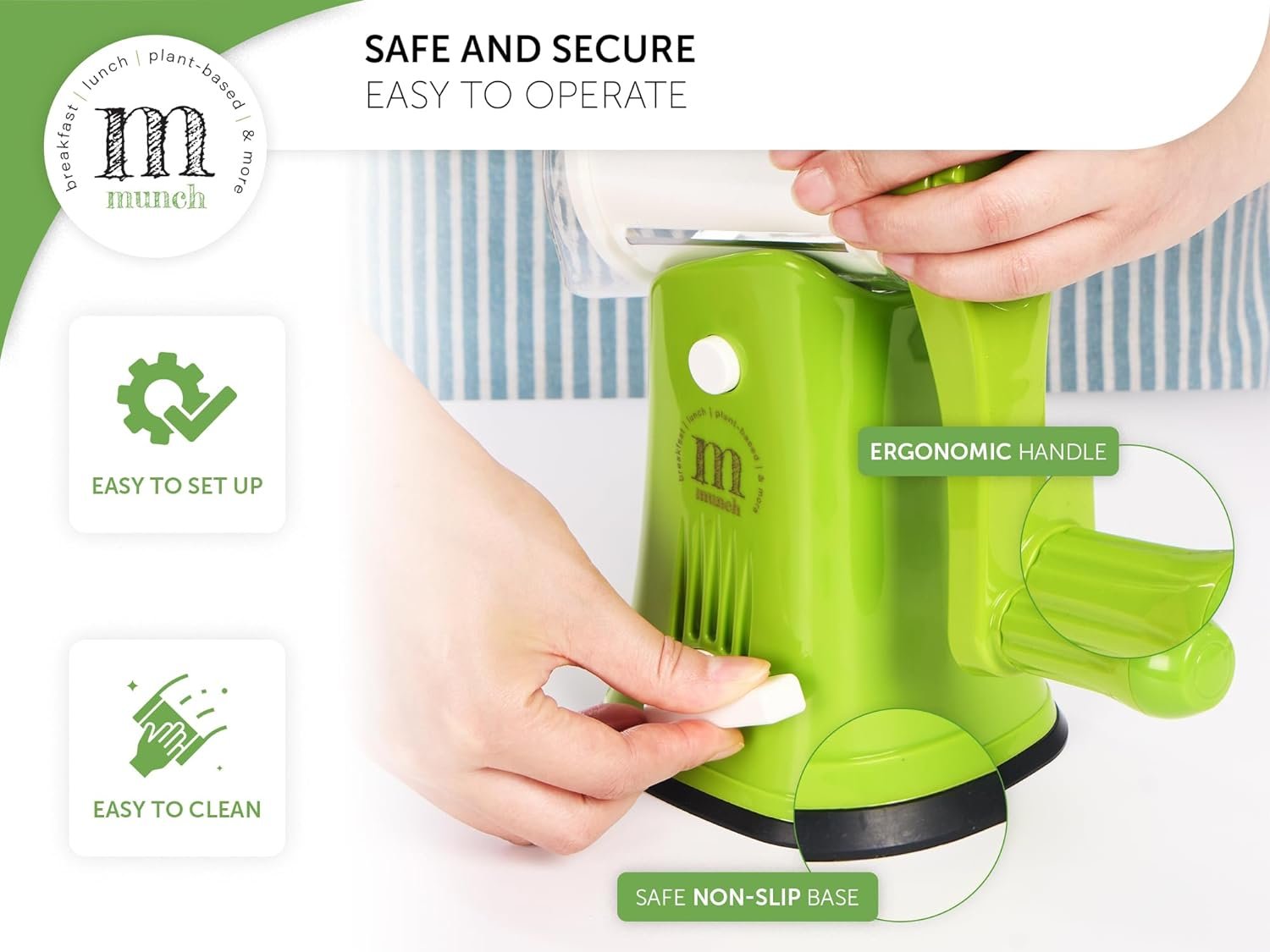 Munch Rotary Cheese Grater - Cheese Shredder with Handle 5 Stainless Steel Blades - Manuel Rotating Cheese Grinder - Potato Vegetable Grater Munch Rotary Cheese Grater - Cheese Shredder with Handle 5 Stainless Steel Blades - Manuel Rotating Cheese Grinder - Potato Vegetable Grater