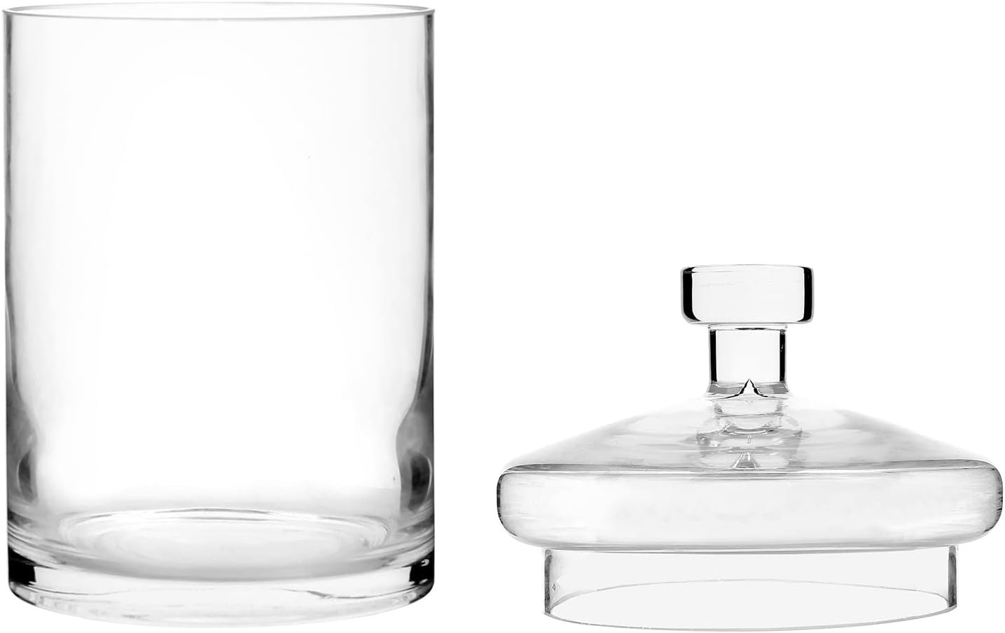 MyGift 6 Piece Clear Glass Apothecary Jar Set with Clear Lid - Decorative Kitchen and Bath Storage Canisters, Wedding Centerpiece Jars, Candy Buffet with Lids