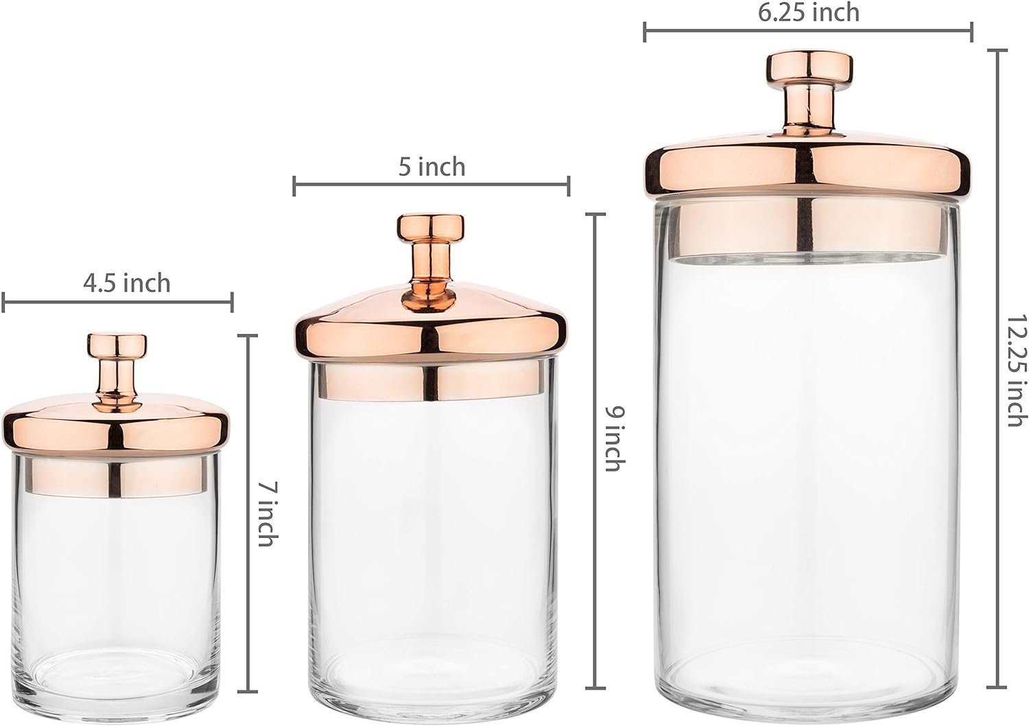 mygift-6-piece-clear-glass-apothecary-jar-set-with-clear-lid-decorative-kitchen-and-bath-storage-canisters-wedding-cente - Cooking Appliance World