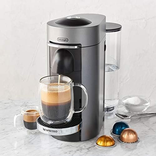 Nespresso VertuoPlus Deluxe Coffee and Espresso Machine by DeLonghi with Milk Frother, Titan,Gray
