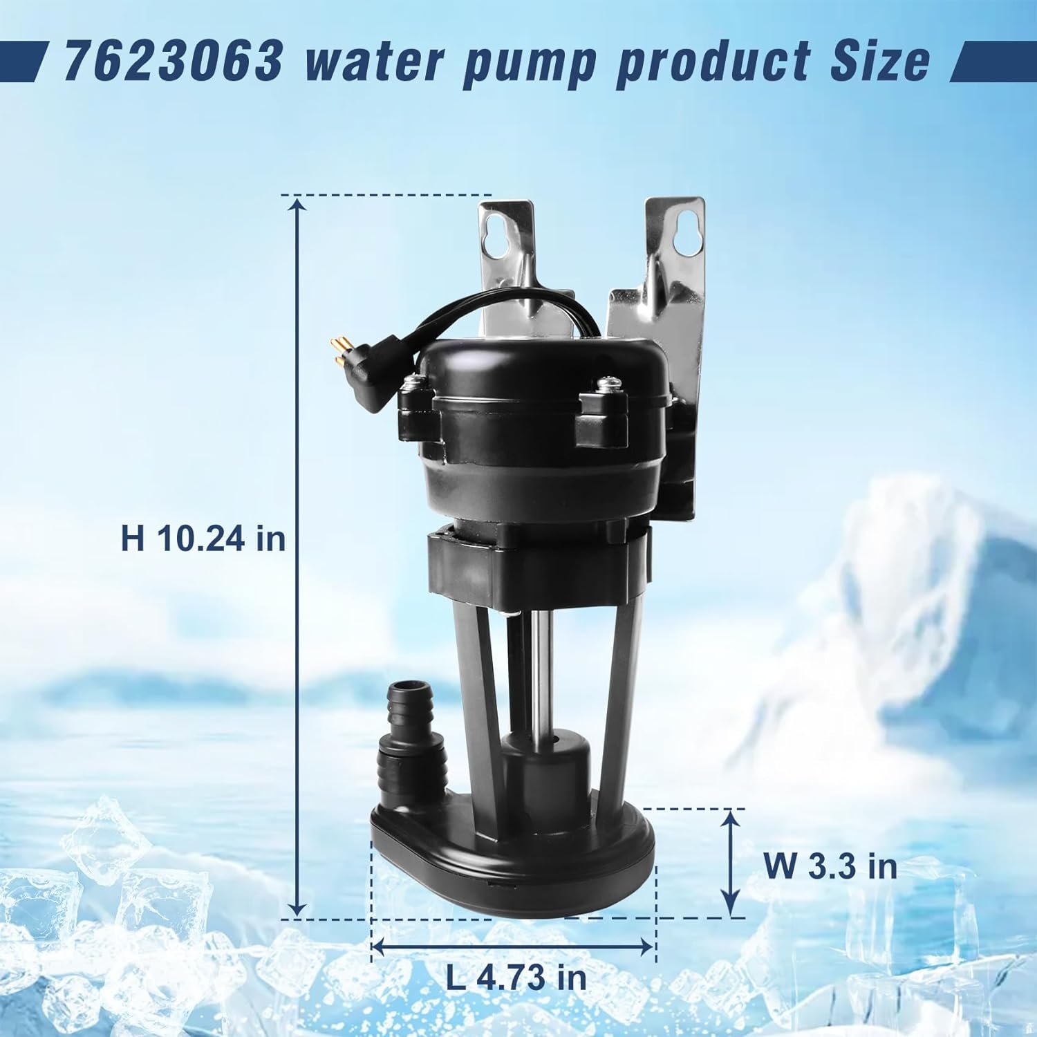 NEW 7623063 76-2306-3 Water Pump Assembly, 115V, 60Hz, 6W Compatible with manitowoc Ice Machine,Fit for A, B, C, E, G, H, J, K, M, P and Q Series. 2-Year Warranty