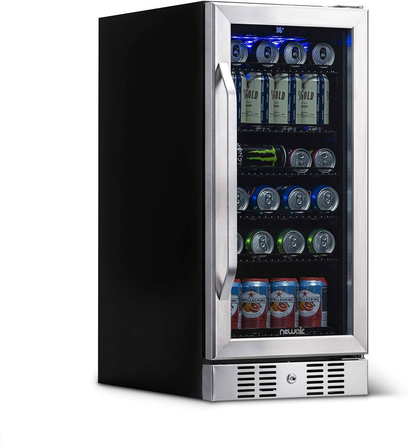 NewAir Beverage Refrigerator Cooler with 96 Can Capacity - Built-in Mini Bar Beer Fridge for Bedroom, Dorm, Office - Small Refrigerator Cools to 34F Perfect For Beer, Soda, And Drinks NewAir Beverage Refrigerator Cooler with 96 Can Capacity - Built-in Mini Bar Beer Fridge for Bedroom, Dorm, Office - Small Refrigerator Cools to 34F Perfect For Beer, Soda, And Drinks