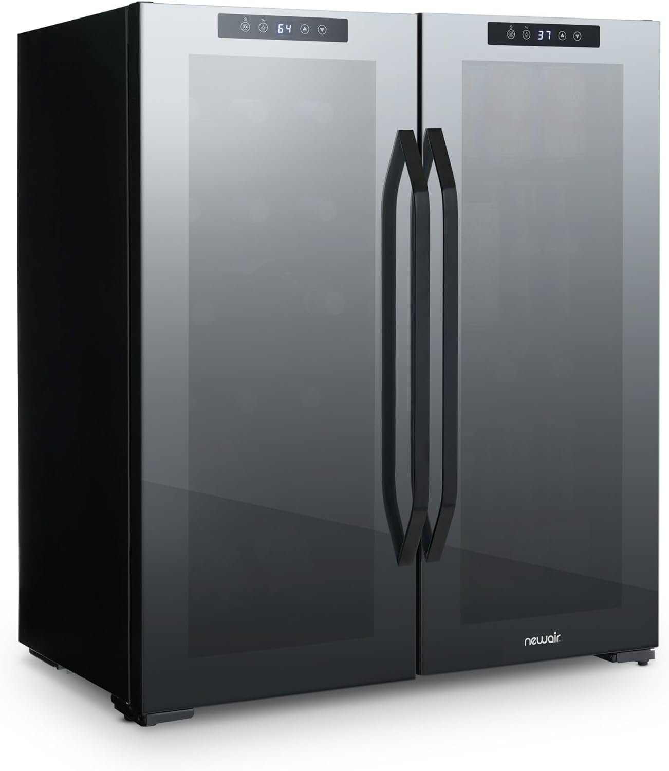 NewAir Shadow Series Wine Cooler Refrigerator 18 Bottles  59 Cans Dual Temperature Zones, Freestanding Mirrored Wine and Beverage Fridge with Double-Layer Tempered Glass Door  Compressor Cooling
