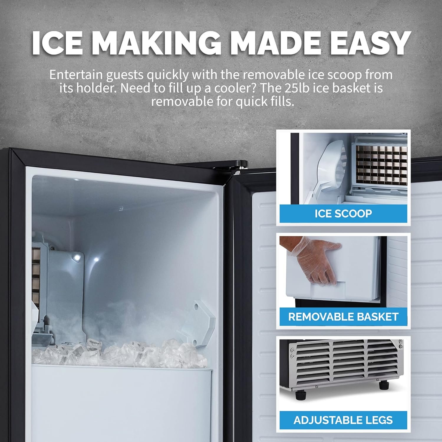 Newair Silver Countertop Ice Maker Machine, Compact Automatic Ice Maker, Cubes Ready in Under 15 Minutes, Portable Ice Cube Maker, Perfect for Home/Kitchen/Office/Bar