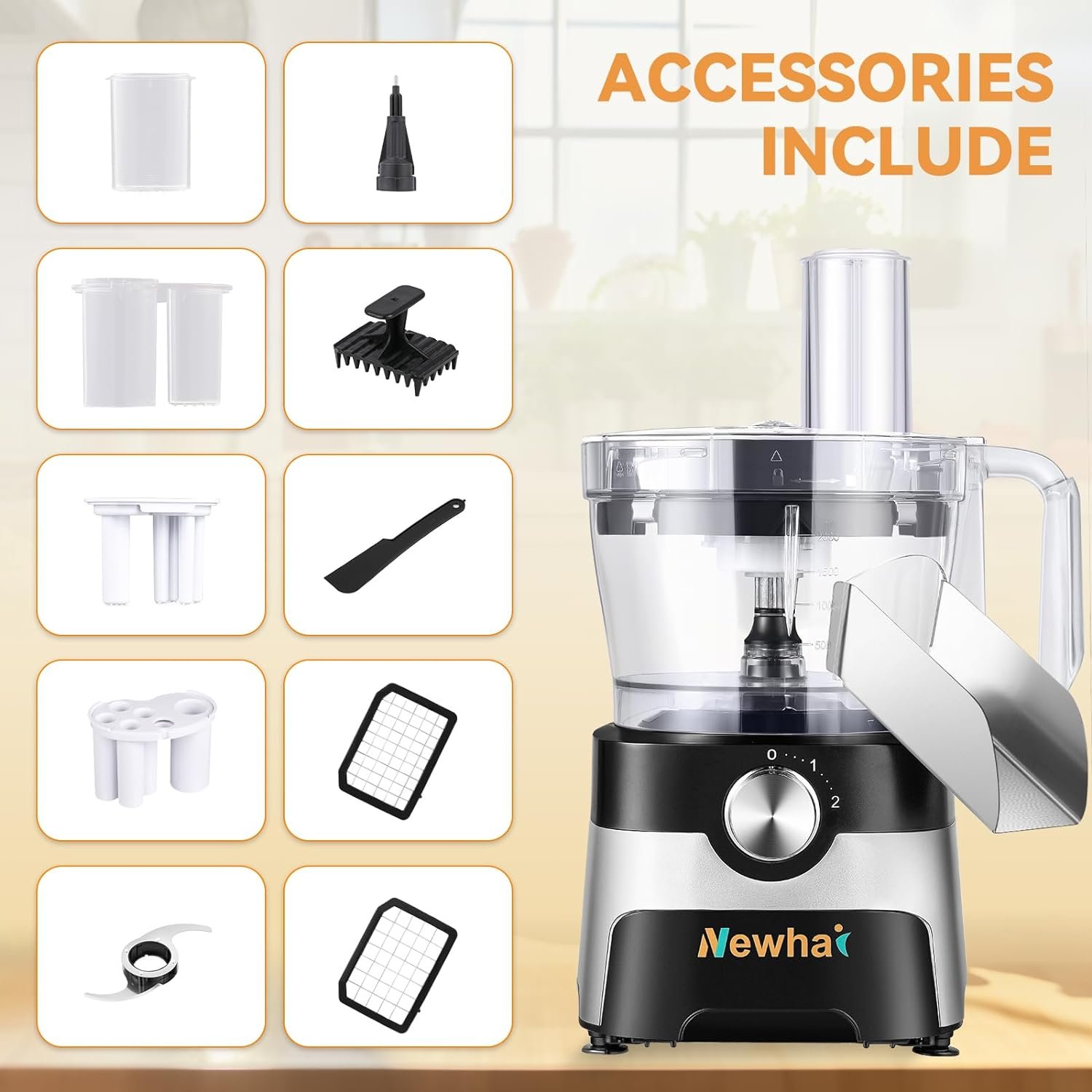 Newhai 5 in 1 Commercial Vegetable Dicer Electric Vegetable Slicer Shredder Spring Onion Circle Cutter Meat Grinder Multifunctional Food Processor with 4 Stainless Blades, 600W, 110V