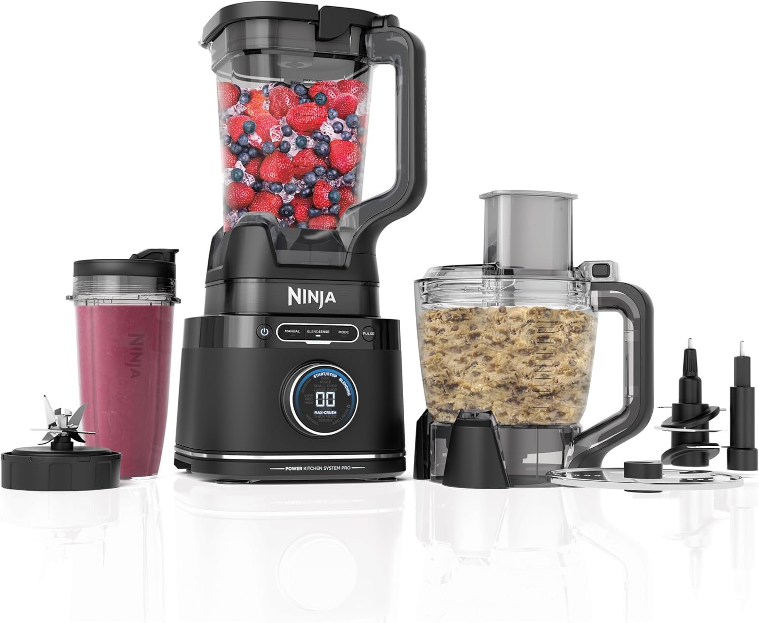 Ninja TB401 Detect Kitchen System Power Blender + Processor Pro, BlendSense Technology, Blender, Chopping Smoothies, 1800 Peak Watts, 72 oz. Pitcher, 64 oz. Food Processor, 24 oz. To-Go Cup, Black Ninja TB401 Detect Kitchen System Power Blender + Processor Pro, BlendSense Technology, Blender, Chopping Smoothies, 1800 Peak Watts, 72 oz. Pitcher, 64 oz. Food Processor, 24 oz. To-Go Cup, Black