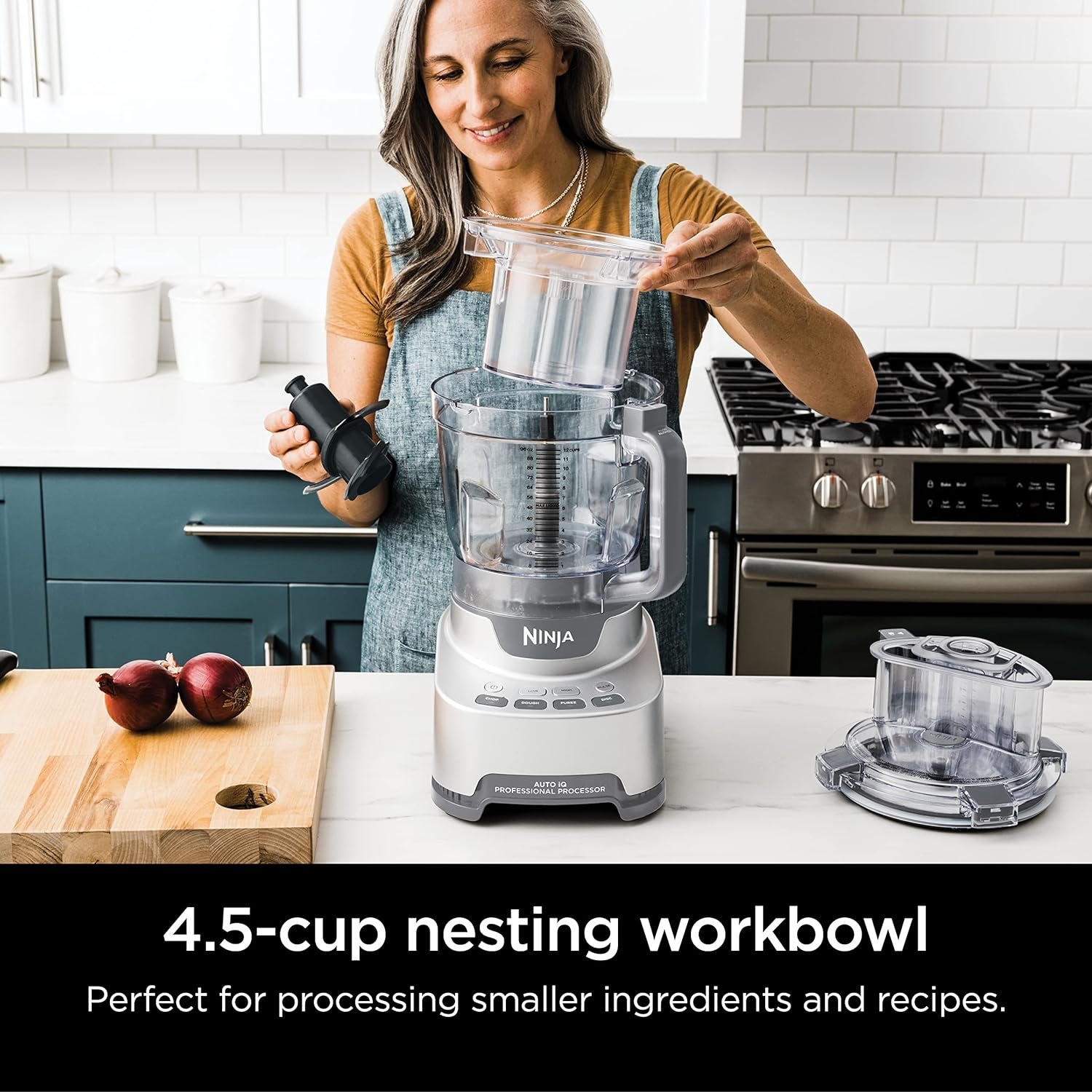 Ninja XSKBWLNBWL Professional XL Food Processor 4.5-Cup Nesting Work Bowl Kit, Compatible with NF701, Gray