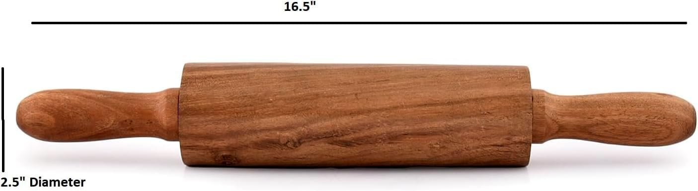 NIRMAN Acacia Wood Rolling Pin for Baking Long Baking Rolling Pin for Pizza, Fondant, Crust, Cookie  More Essential Kitchen utensil tools (16.5 x 2.5 x 2.5)