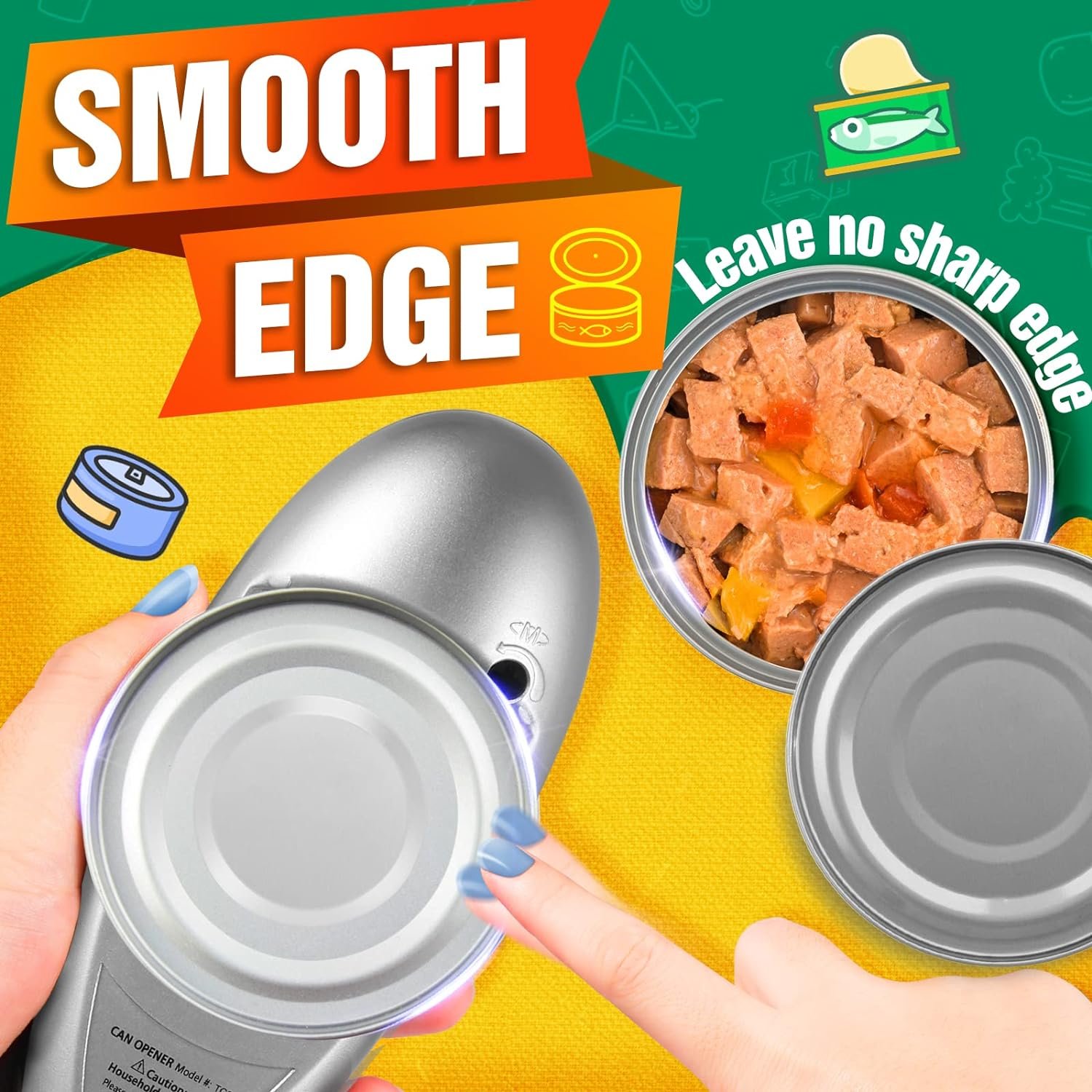 No Sharp Edges Electric Can Opener Automatic Opens Most of Cans,One Touch Switch with Ergonomic Design,Electric for Kitchen,Best Kitchen Gadget,Arthritis and Seniors No Sharp Edges Electric Can Opener Automatic Opens Most of Cans,One Touch Switch with Ergonomic Design,Electric for Kitchen,Best Kitchen Gadget,Arthritis and Seniors