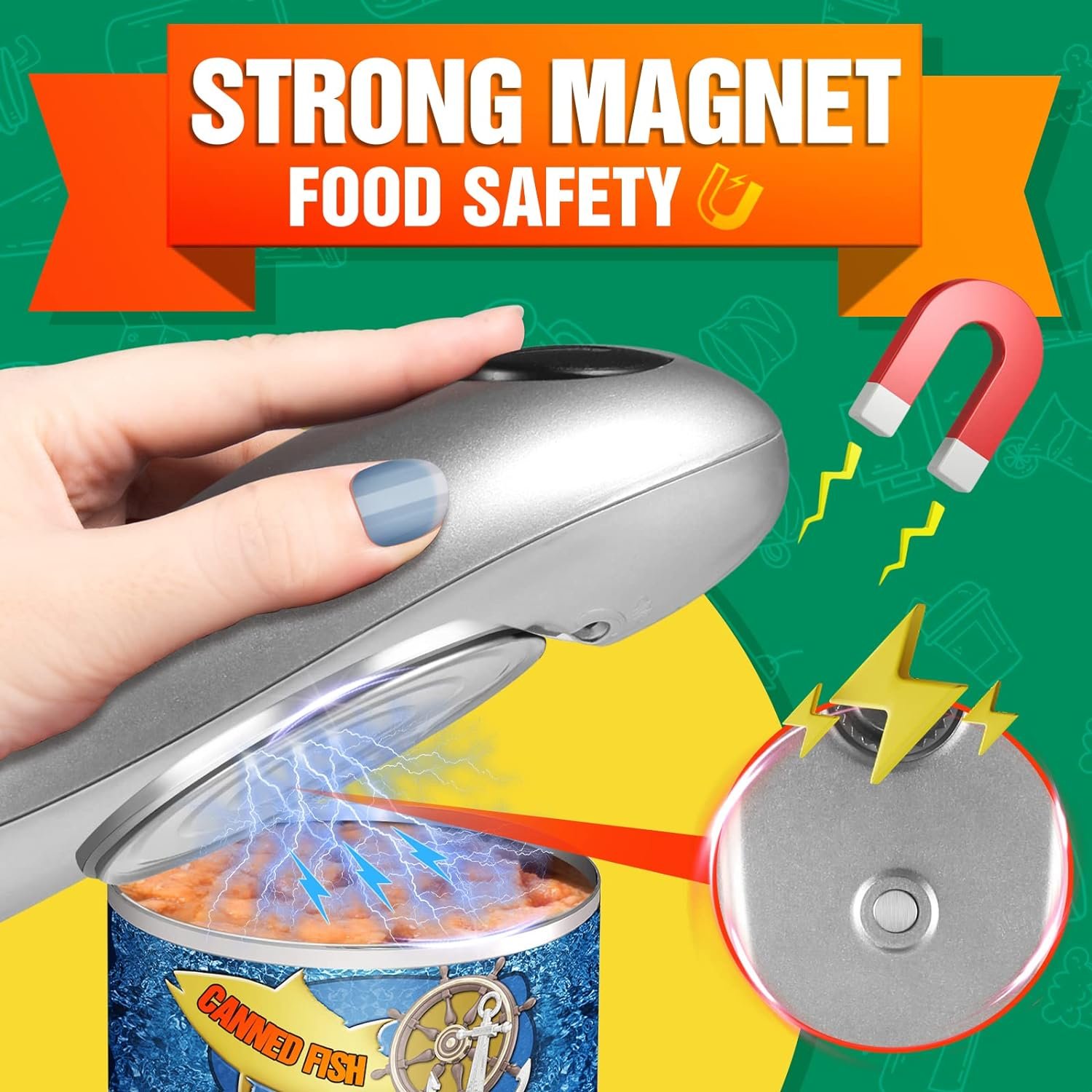 No Sharp Edges Electric Can Opener Automatic Opens Most of Cans,One Touch Switch with Ergonomic Design,Electric for Kitchen,Best Kitchen Gadget,Arthritis and Seniors No Sharp Edges Electric Can Opener Automatic Opens Most of Cans,One Touch Switch with Ergonomic Design,Electric for Kitchen,Best Kitchen Gadget,Arthritis and Seniors