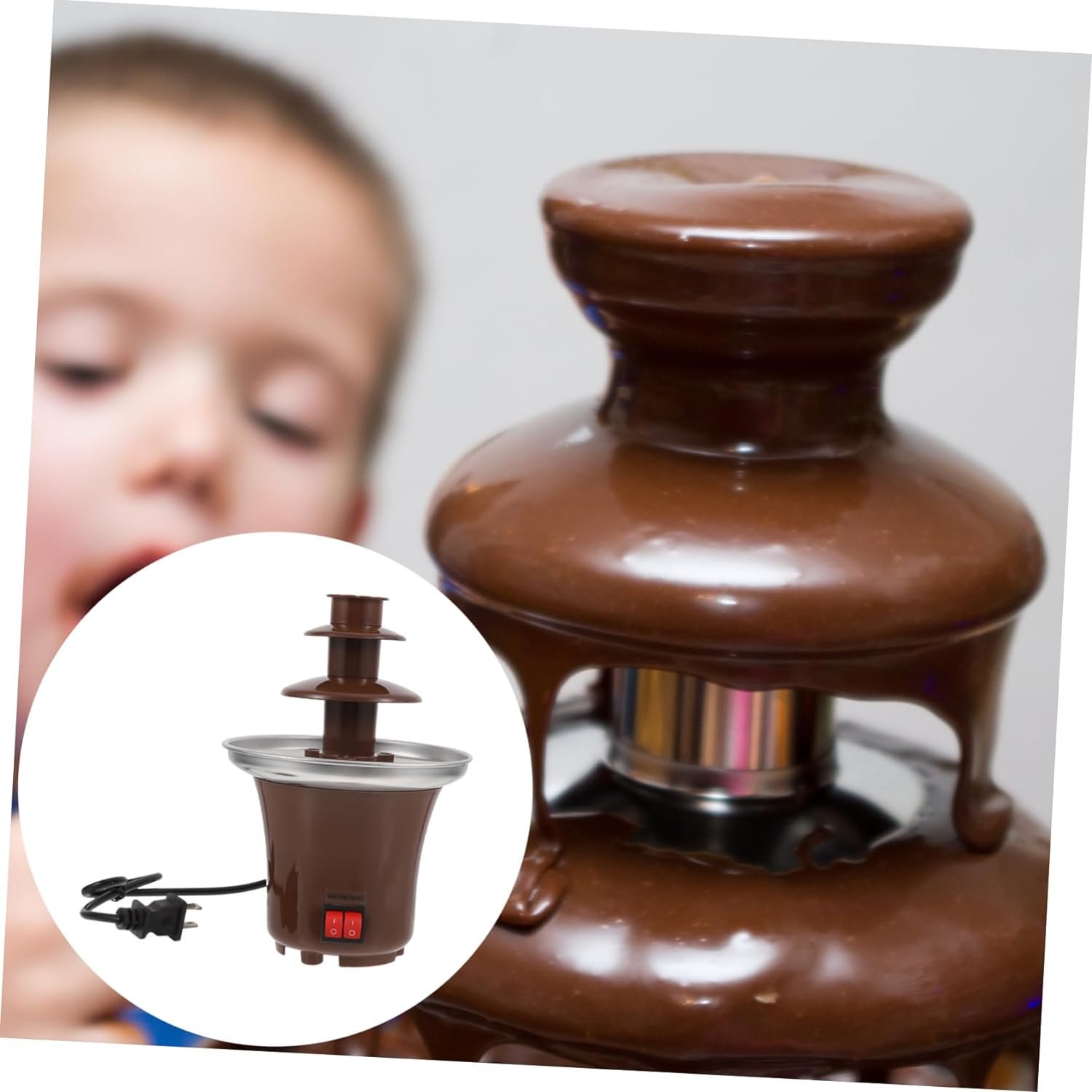NOLITOY Chocolate Fountain Machine Desktop Waterfall Tabletop Waterfall Cheese Fondue Table Top Waterfall Home Tools Chocolate Waterfall Machine Stainless Steel Kitchen Supplies Heating
