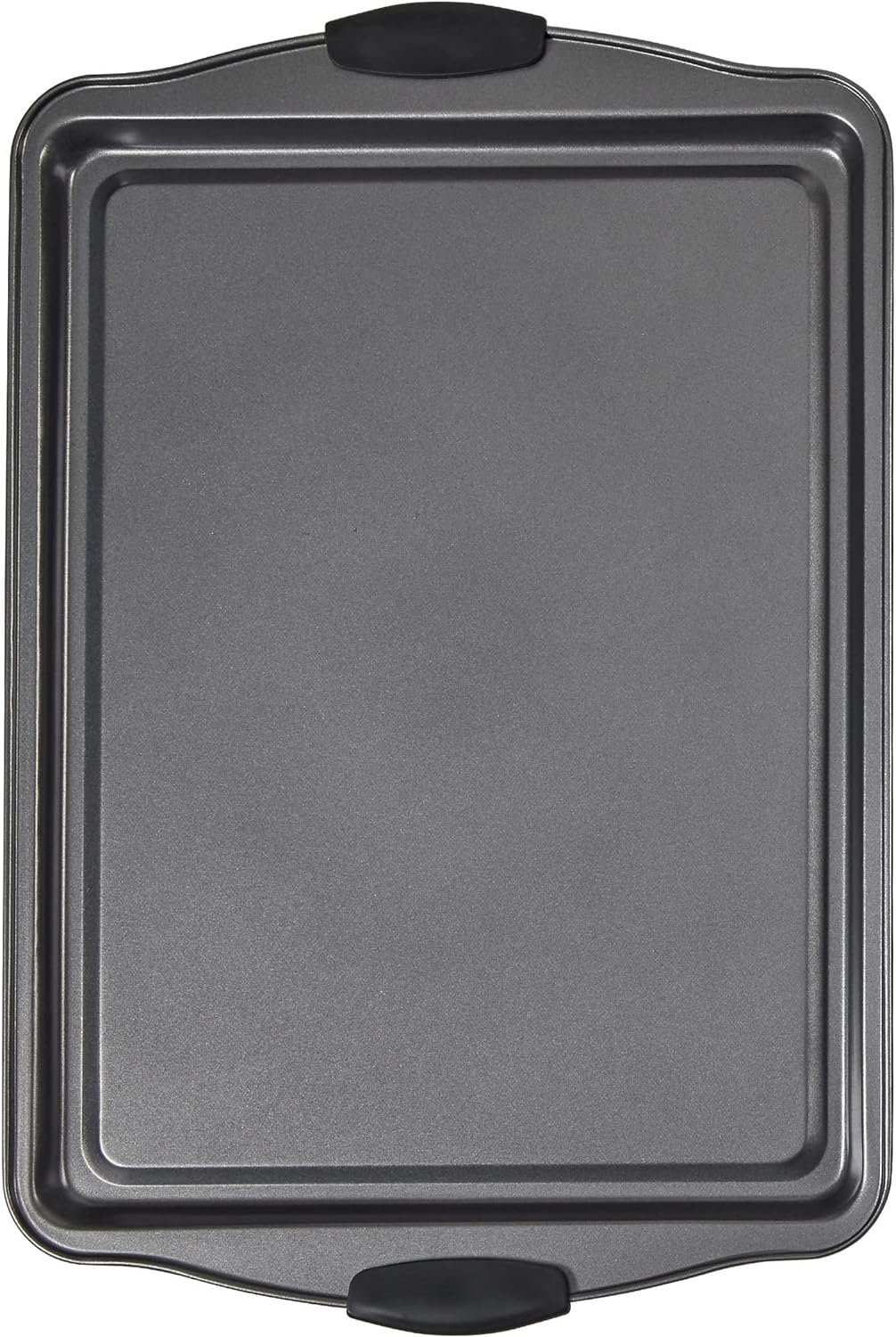 Non-Stick Baking Sheet Set 3 Pcs for Cookies  More, Heavy-Duty Aluminum Baking Sheets with Gray Silicone Handles