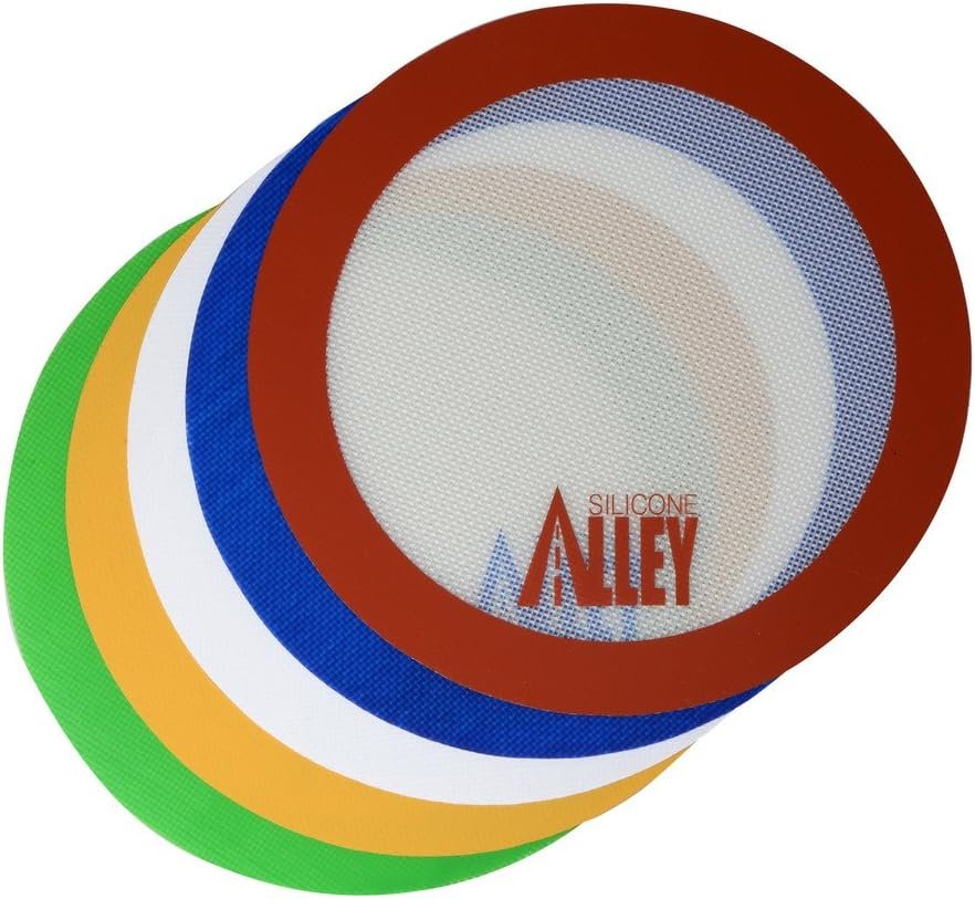 Non-stick Mat Pad [5 Fun Colors] - Silicone Rolling Baking Pastry Placemat Large Round 9.5 - (Value Pack - Set of 5)