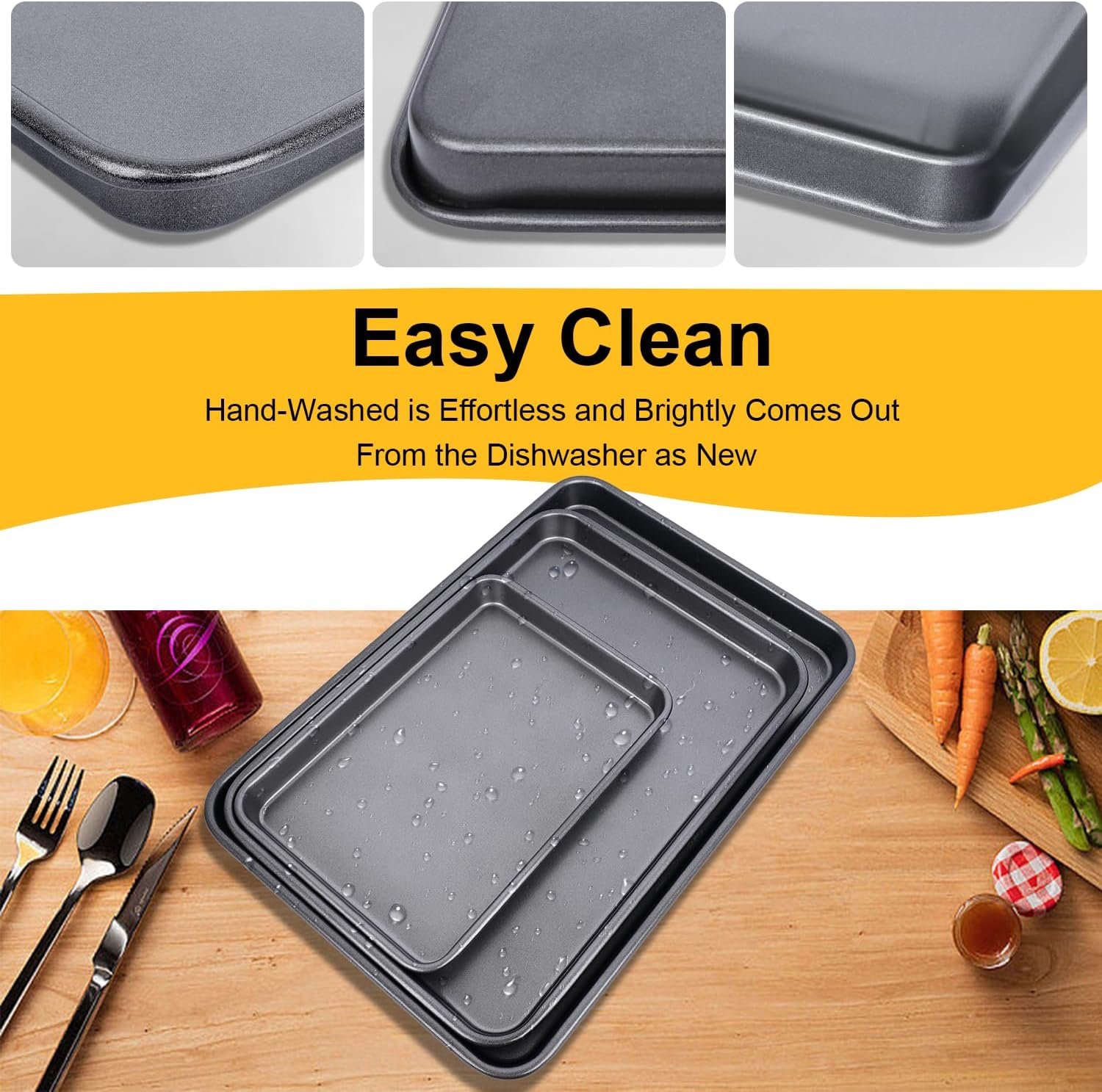 Nonstick Baking Sheet-Thickened Carbon Steel-Crafted With Heavy-Duty Carbon Steel Baking Pan Thats Safe for Your Familys Health and Free from Toxins. (13.6x9.6in)