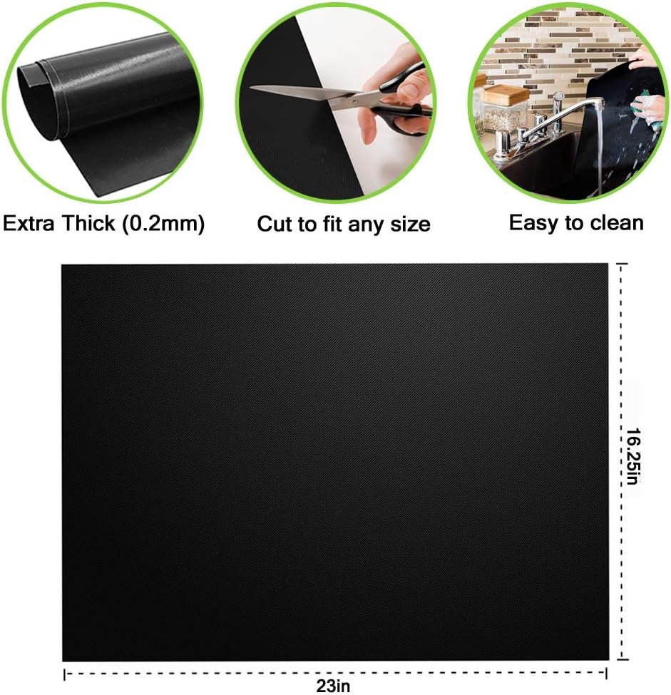 Nonstick Oven Liner for Bottom of Electric,Gas,Toaster  Microwave Ovens -500 Degree Reusable Oven Protector Liner -Extra Thick/Heavy Duty/Easy to Clean Non stick Oven Mat Set (3) By Sunrich