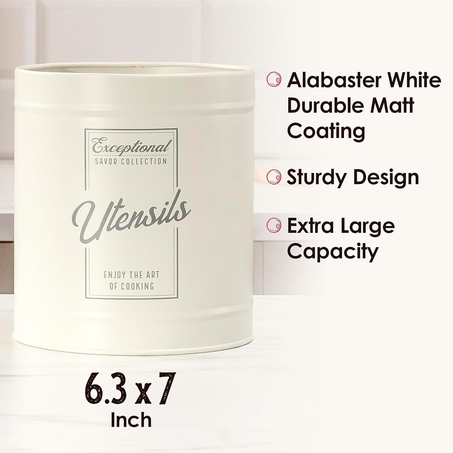 noonberry Canisters for Kitchen Counter, Set of 3 - Airtight Sugar and Flour Containers  XL Kitchen Utensil Holder, Vintage Farmhouse Canister Set for Kitchen Countertop