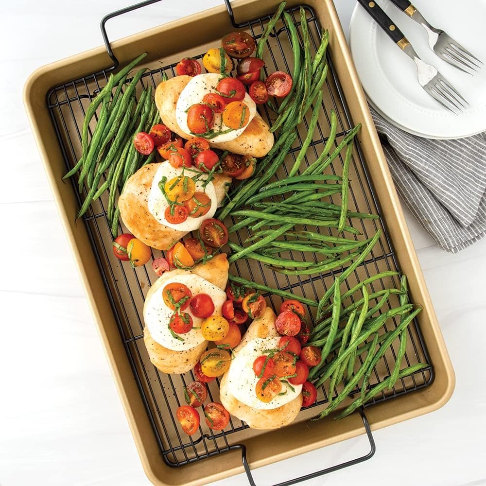 Nordic Ware High-Sided Oven Crisp Baking Tray Nonstick Bakeware, Half Sheet