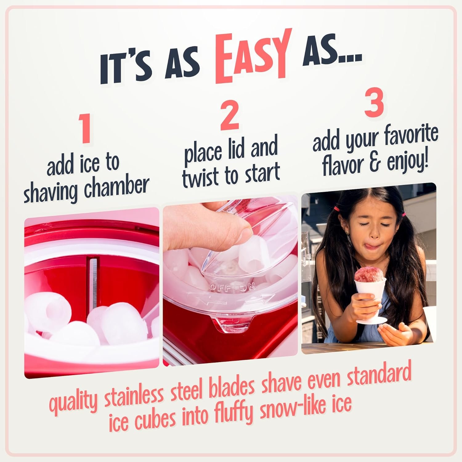 Nostalgia Snow Cone Shaved Ice Machine - Retro Table-Top Slushie Machine Makes 20 Icy Treats - Includes 2 Reusable Plastic Cups  Ice Scoop - Retro Red