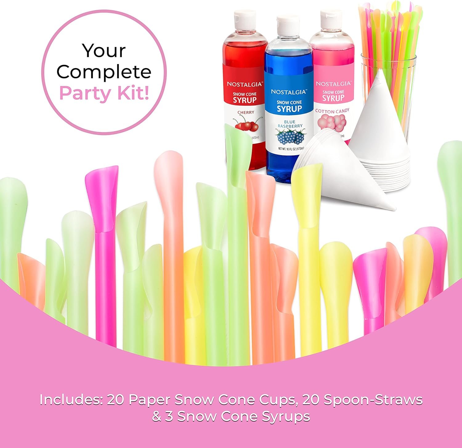 Nostalgia Snow Cone Shaved Ice Machine - Retro Table-Top Slushie Machine Makes 20 Icy Treats - Includes 2 Reusable Plastic Cups  Ice Scoop - Retro Red