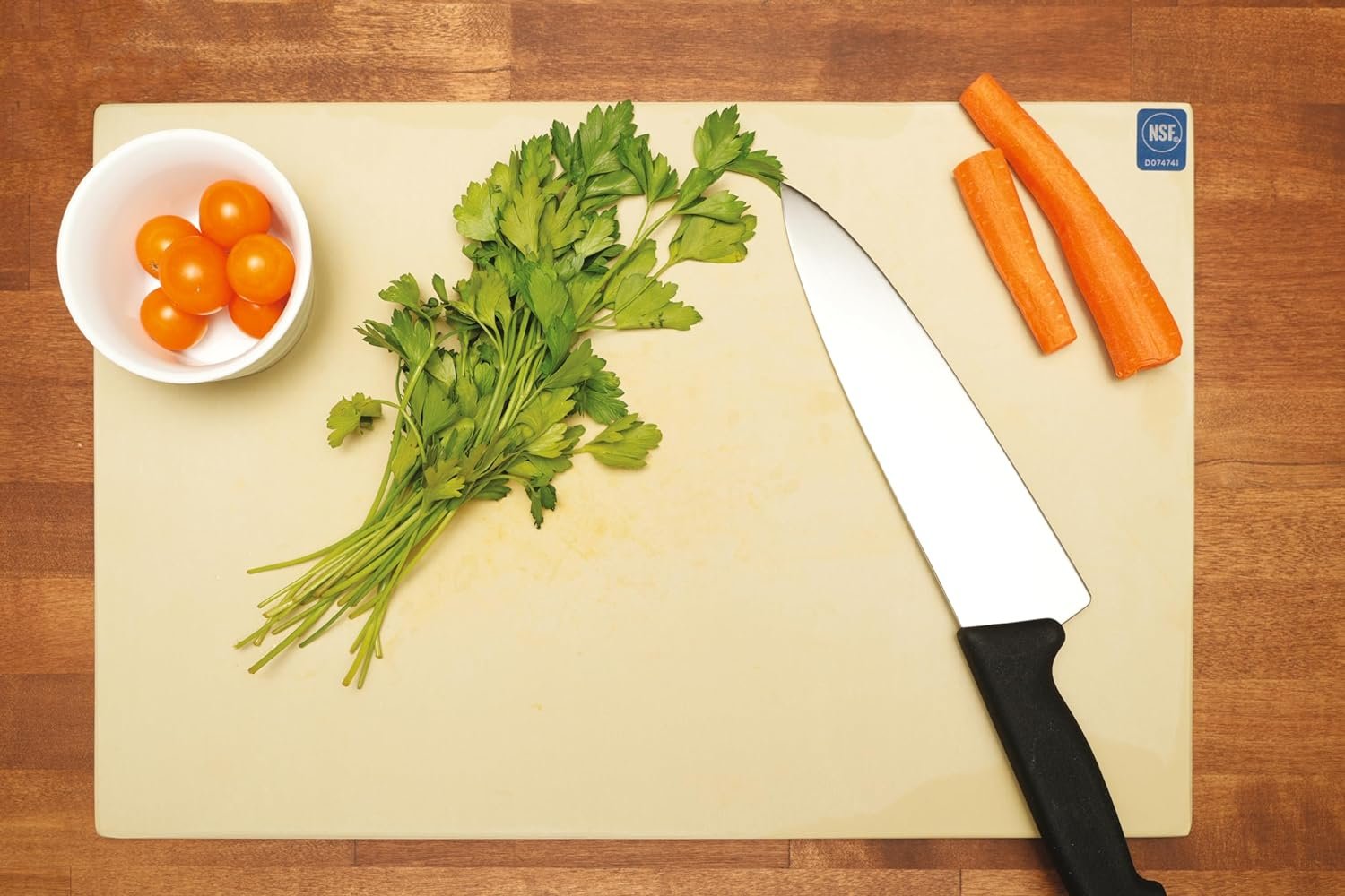 NoTrax 8 x 8 x 0.5 Sani-Tuff T45 Natural Rubber Cutting Board, Non-Skid Professional-Grade, Made in USA, T45S2008BF