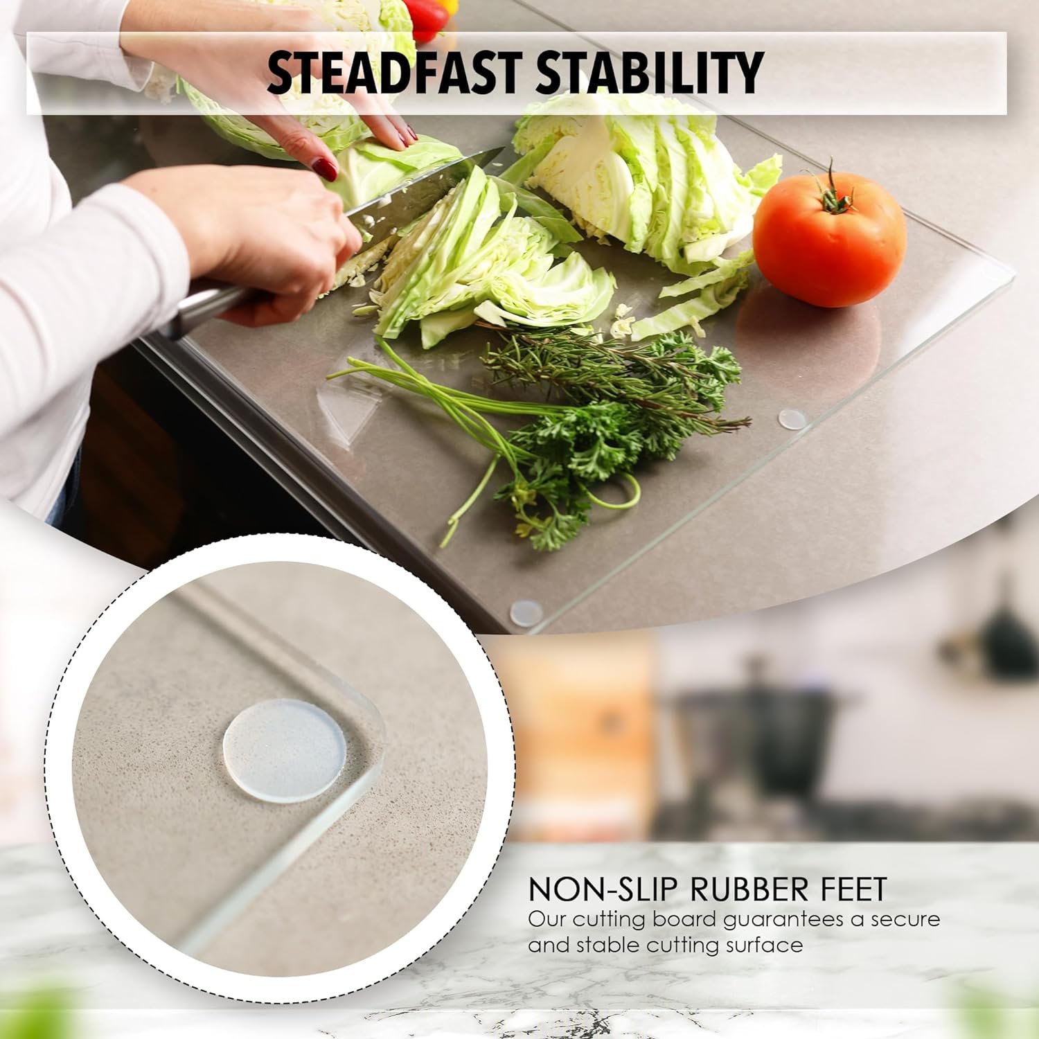 NOVAFY Acrylic Cutting Boards For Kitchen Counter With Lip With Non Slip 24 Wide x 18 Long BPA FREE