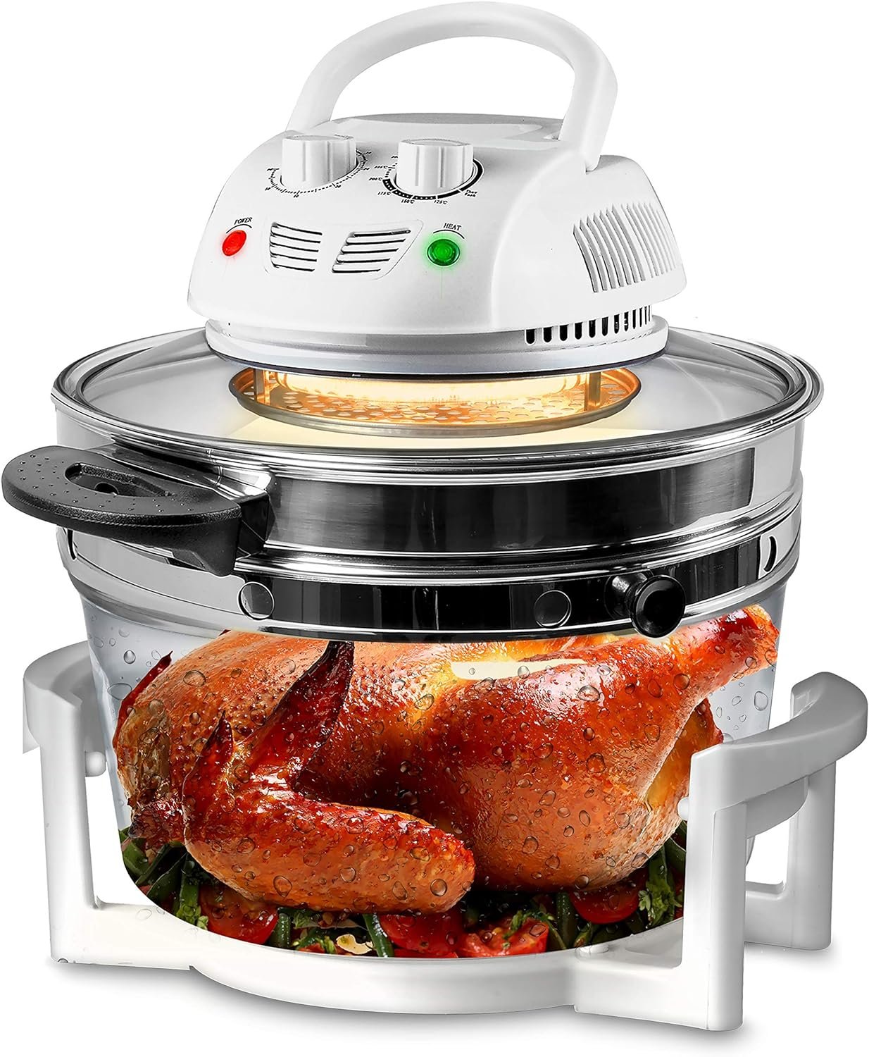 Nutrichef PKAIRFR48.5 Air Fryer, Infrared Convection, Halogen Oven Countertop, Cooking, Stainless Steel, 13 Quart 1200W, Prepare Quick Healthy Meals, for French Fries  Chips (White), One Size