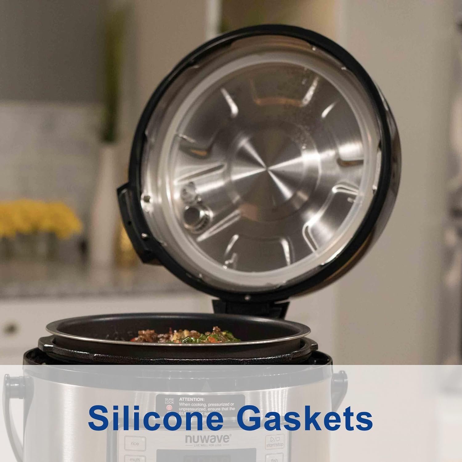 Nuwave Accessory Bundle for 6QT Nutri-Pot Digital Pressure Cooker – Genuine Parts from Original Manufacturer, Tempered Glass Lid, Cooking Rack, 3 Silicone Gaskets  200-Recipe Cookbook