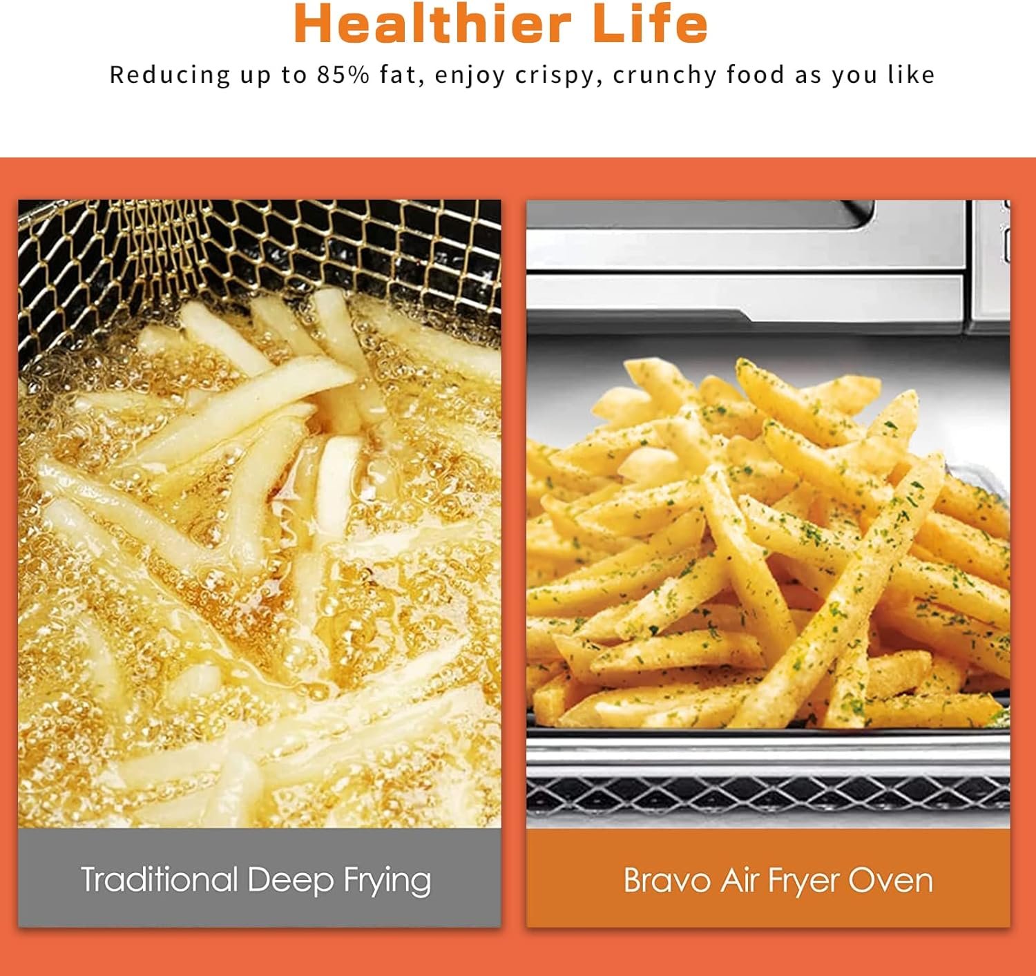 Nuwave Bravo Air Fryer Toaster Oven Combo, 12-in-1 Smart Convection Ovens Countertop 30QT with Integrated Digital Temperature Probe, Tray, Basket, Fry Rack and Recipes