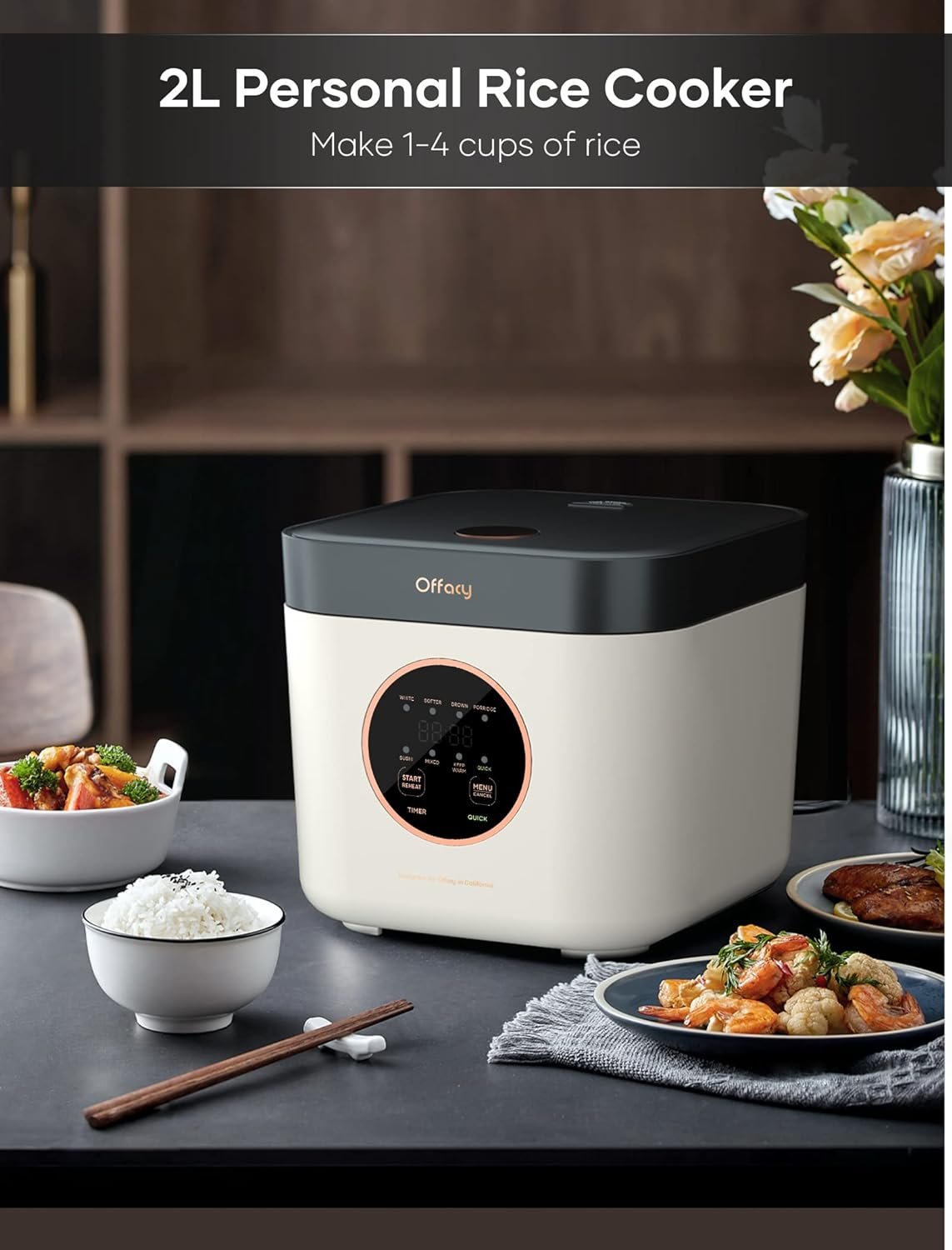 Offacy Smart Mini Rice Cooker, 3 Cups (Uncooked) Small Capacity, 24-H Delay Timer, Auto Keep Warm, Nonstick Inner Pot, for Soft White Rice, Brown Rice, Sushi, Porridge Offacy Smart Mini Rice Cooker, 3 Cups (Uncooked) Small Capacity, 24-H Delay Timer, Auto Keep Warm, Nonstick Inner Pot, for Soft White Rice, Brown Rice, Sushi, Porridge