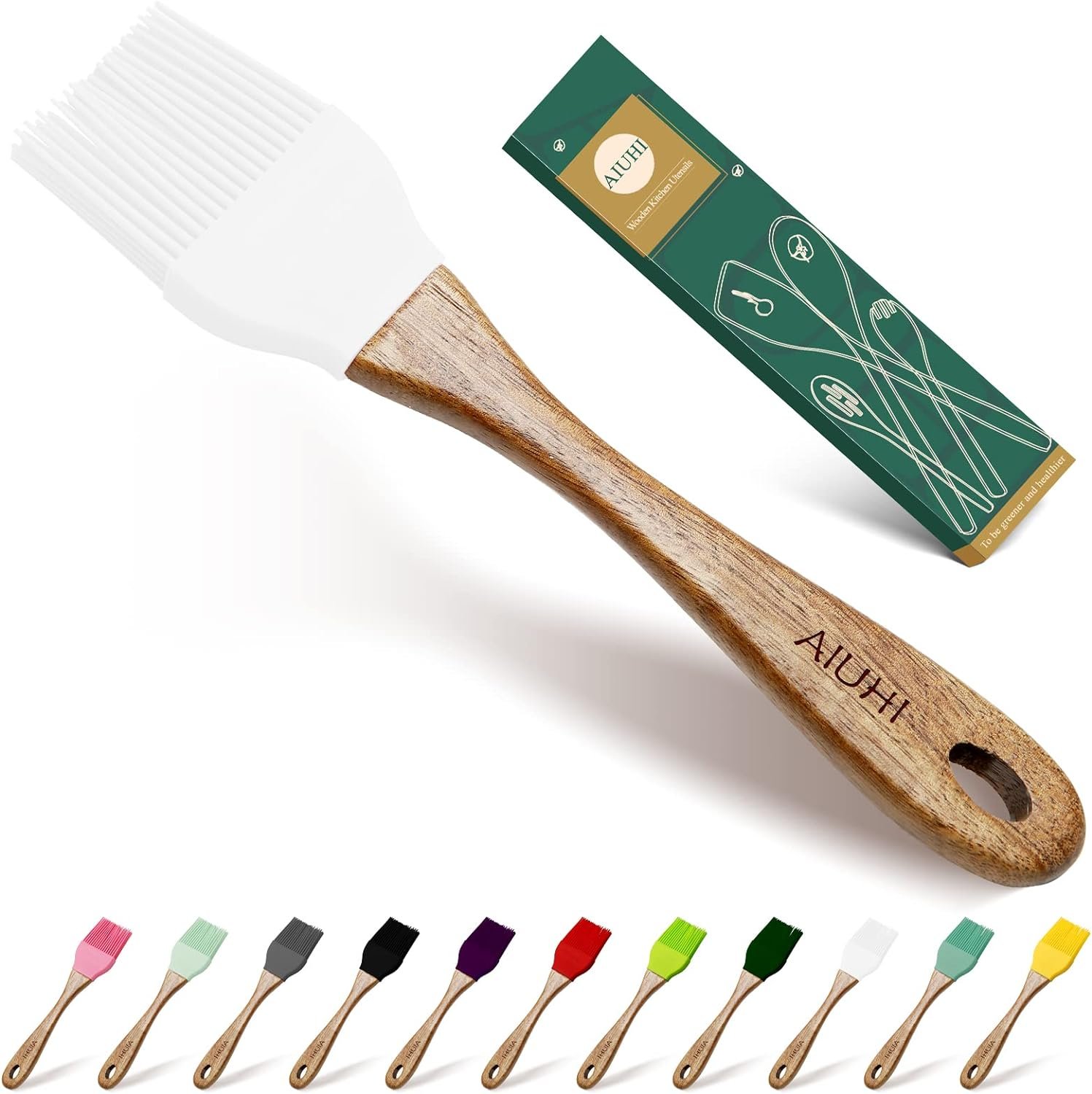 Oil and Butter Brush,Silicone Basting Brush with Wooden Hand,Pastry Brush for Cooking Brown