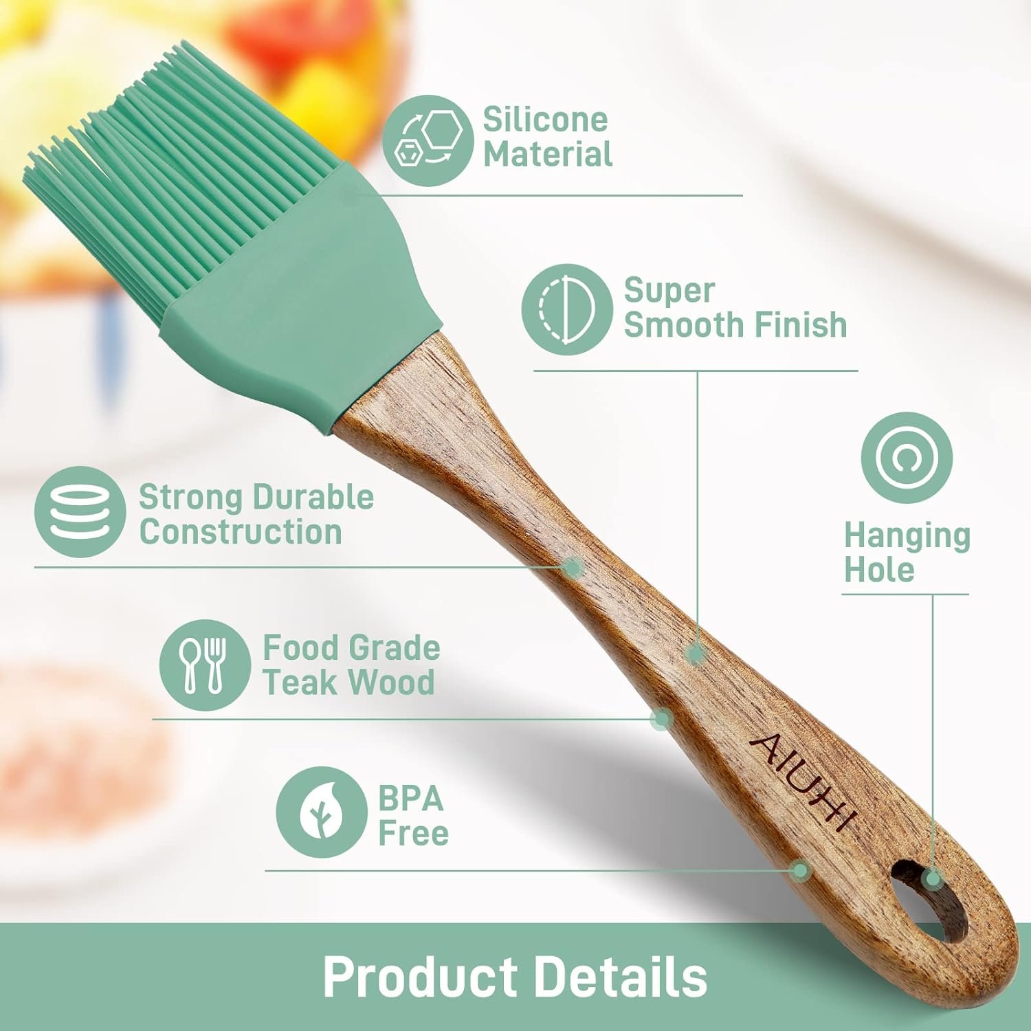 Oil and Butter Brush,Silicone Basting Brush with Wooden Hand,Pastry Brush for Cooking Brown