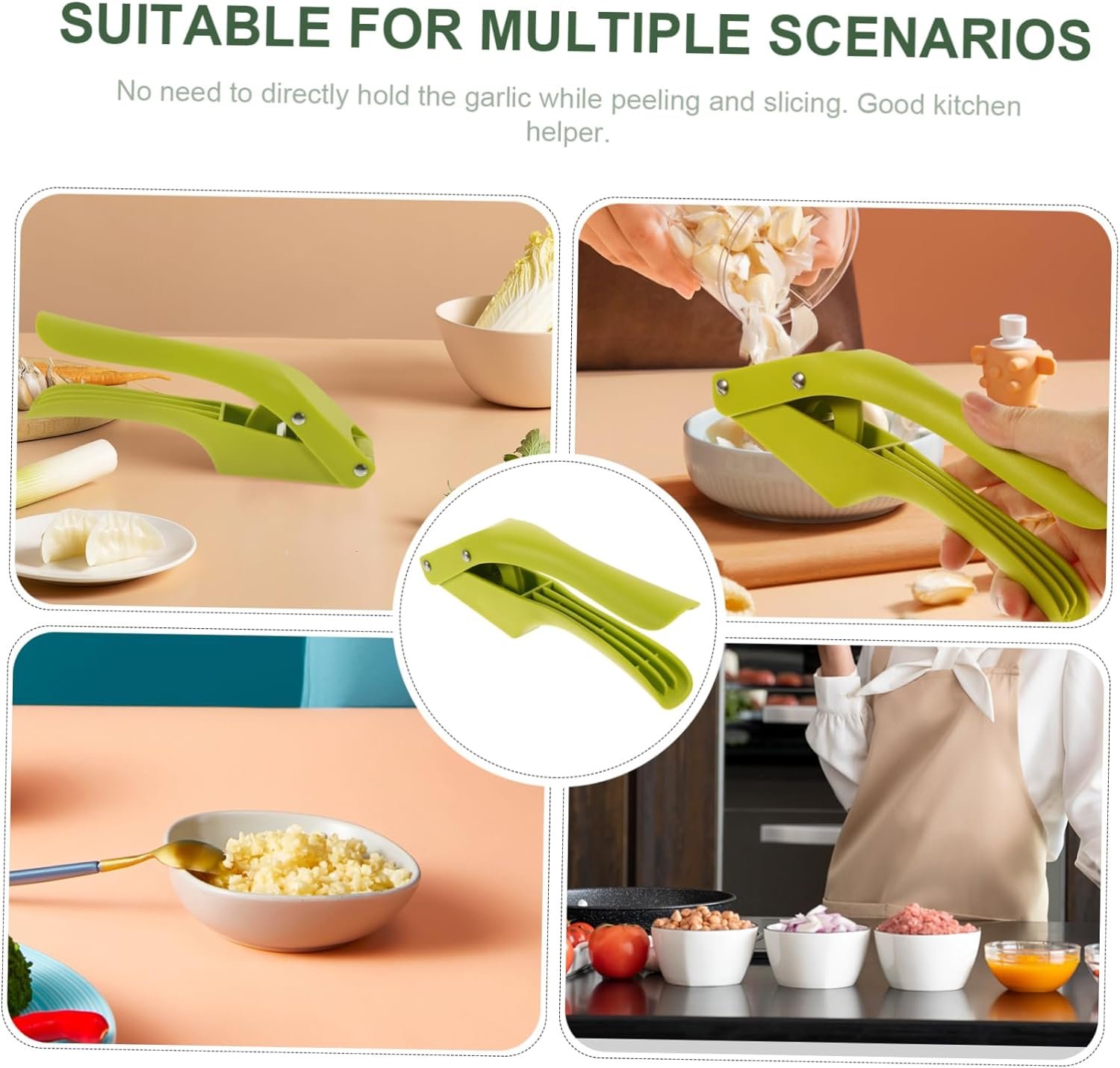 OKUMEYR New Kitchen Utensils Garlic Mincer Tool Metal Garlic Press Silicone Garlic Peeler Tube Roller Kitchen Tools Vegetable Peeler Garlic Presser Stainless Steel Juicer