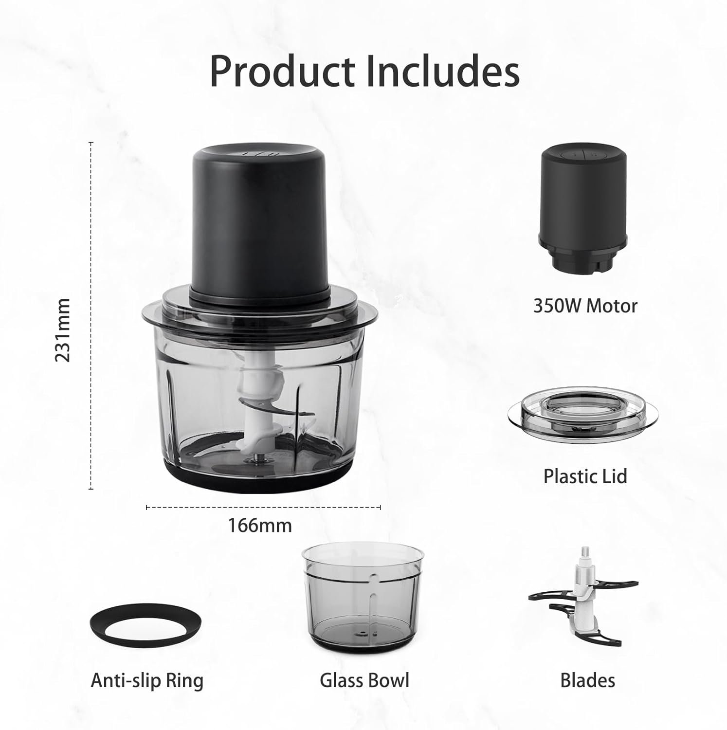 Olayks Electric Food Processor, Small Electric Food Chopper for Baby Food, Vegetables, Meat, Fruits, Nuts, 5 Cup Food Chopper with 2 Speed