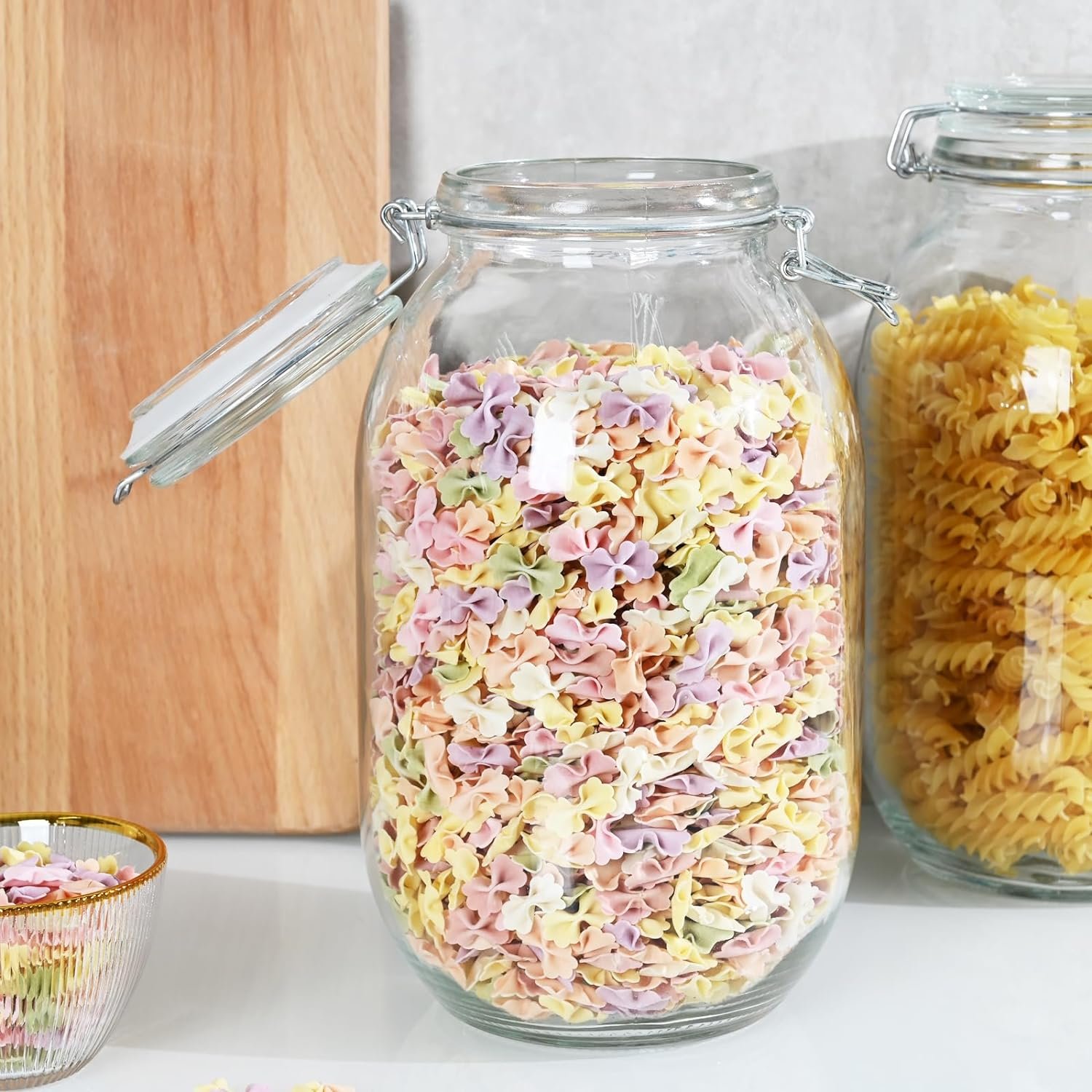 Ollieroo 106oz Square Glass Jars with Airtight Lid, Large Mason Jars, Wide Mouth Storage Containers for Flour, Cereal, Coffee, Pasta and Canning, Big Glass Kitchen Canisters (Set of 2) Ollieroo 106oz Square Glass Jars with Airtight Lid, Large Mason Jars, Wide Mouth Storage Containers for Flour, Cereal, Coffee, Pasta and Canning, Big Glass Kitchen Canisters (Set of 2)