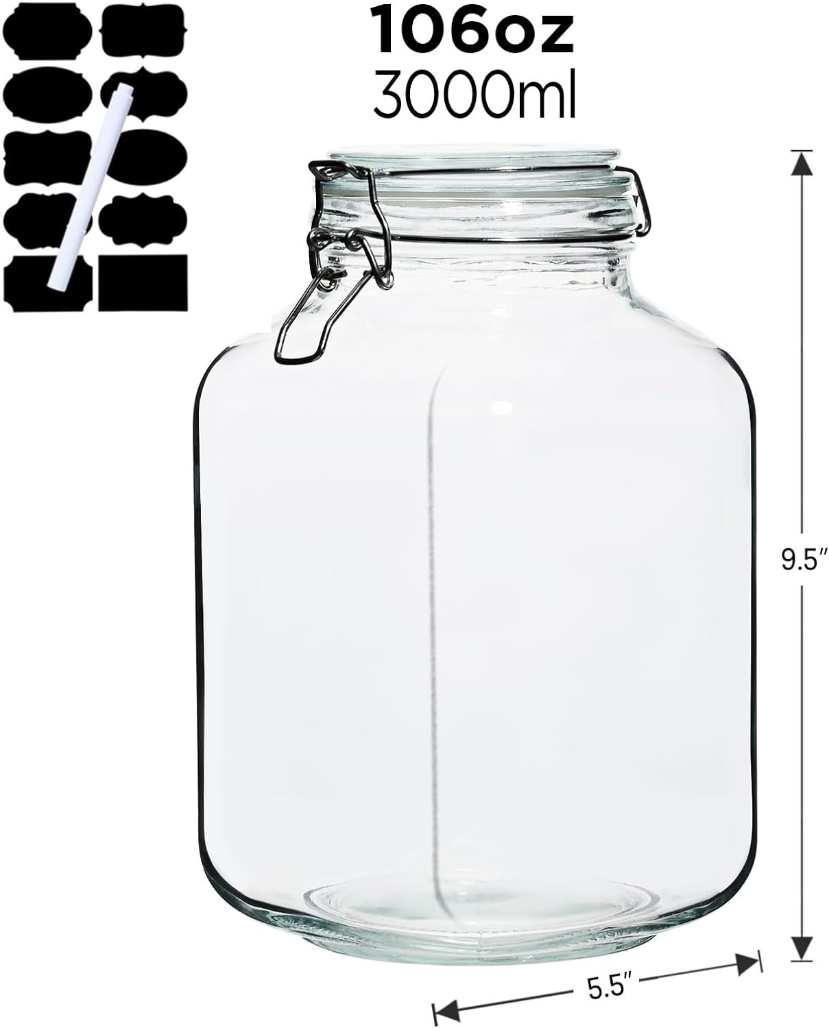 Ollieroo 106oz Square Glass Jars with Airtight Lid, Large Mason Jars, Wide Mouth Storage Containers for Flour, Cereal, Coffee, Pasta and Canning, Big Glass Kitchen Canisters (Set of 2) Ollieroo 106oz Square Glass Jars with Airtight Lid, Large Mason Jars, Wide Mouth Storage Containers for Flour, Cereal, Coffee, Pasta and Canning, Big Glass Kitchen Canisters (Set of 2)