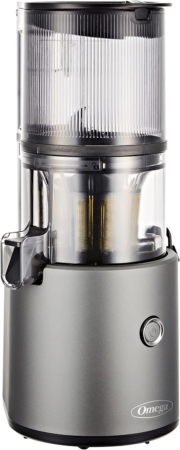 Omega Juicer Easy Clean Slow Masticating Cold Press Vegetable and Fruit Juice Extractor Effortless Series for Batch Juicing with Extra Large Hopper for No-Prep, 68-Ounce Capacity, 150-Watts, Gray