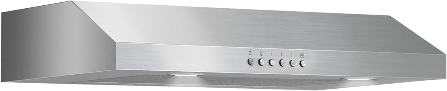 ONEEON Under Cabinet Range Hood, 24 inch Slim Kitchen Hood with 4 Speed Exhaust Fan, 2 Washable Reusable Filters, LED Lights, Stainless Steel