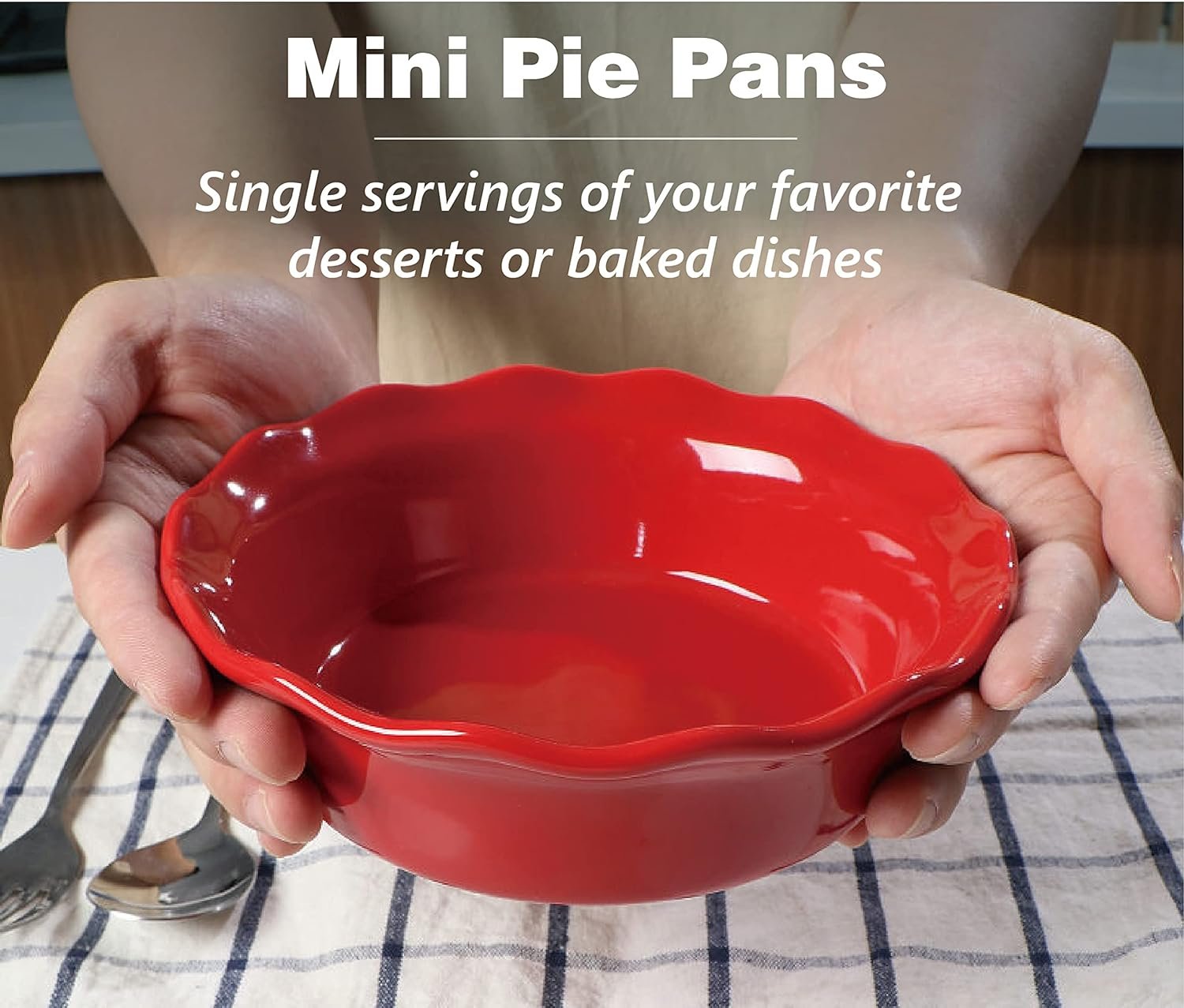 ONEMORE Pie Pans, 6.7 inch Small Chicken Pot Pie Plates 16 oz Deep Dish Pie Pan Ceramic Baking Plates for Dessert Oven Safe Round Baking Dish Pans Set of 4 - Blue